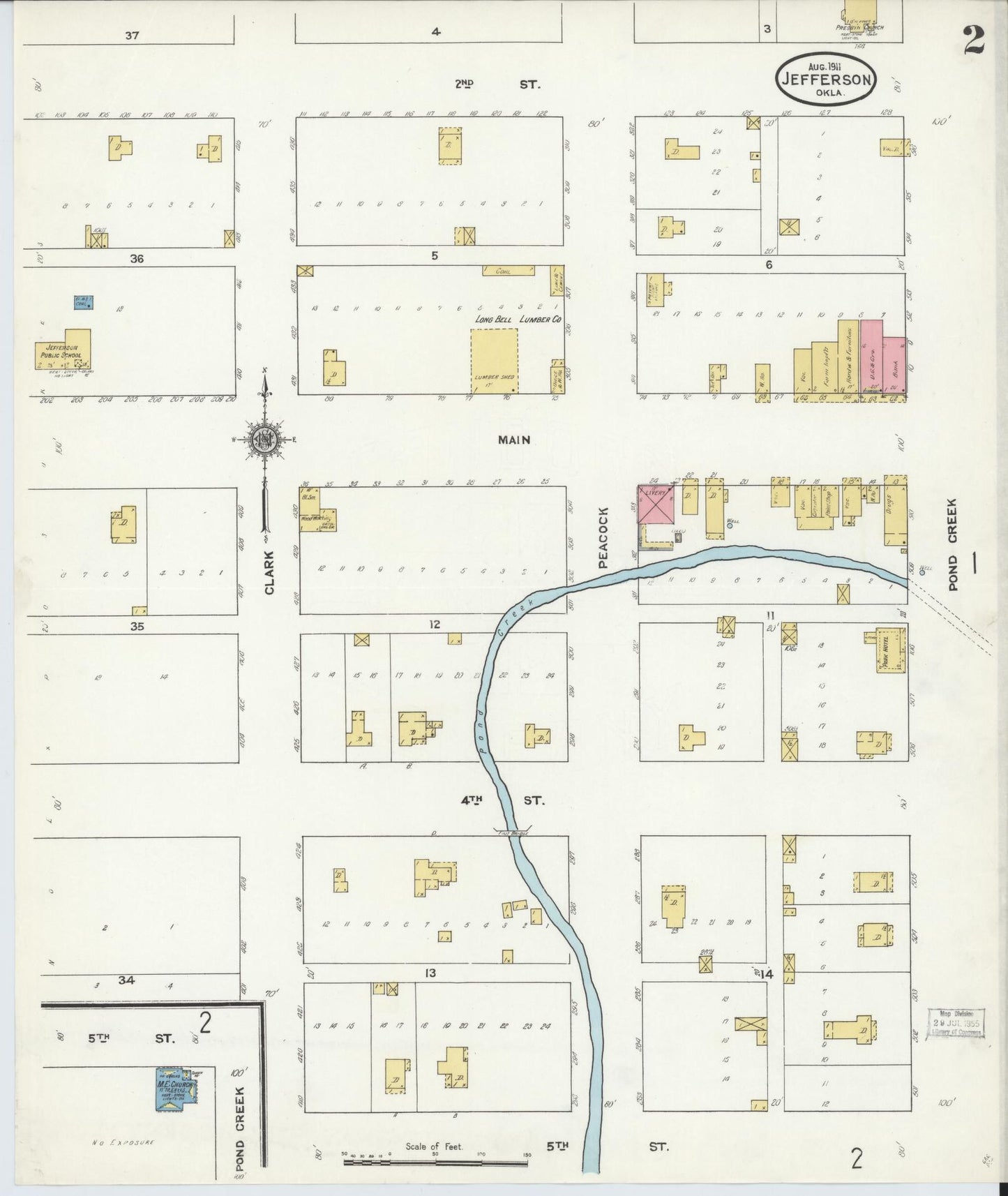 Sanborn Fire Insurance Map from Jefferson, Grant County, Oklahoma (1911), Sheet #0002 - Complete Map Set gallery image, historic Sanborn map, vintage wall art, Oklahoma Oklahoma