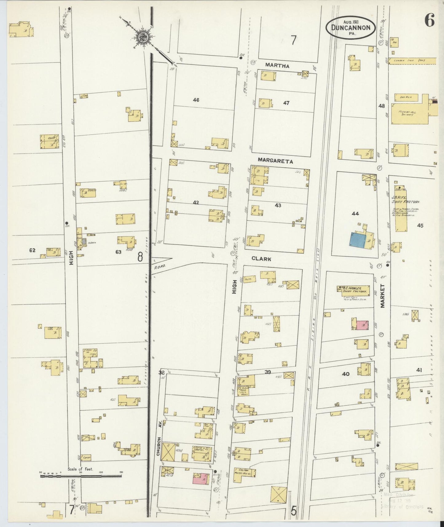 Sanborn Fire Insurance Map from Duncannon, Perry County, Pennsylvania (1911), Sheet #0006 - Historic Sanborn Fire Insurance Map Print, vintage old map wall art, antique decor, genealogy gift, Pennsylvania Pennsylvania map
