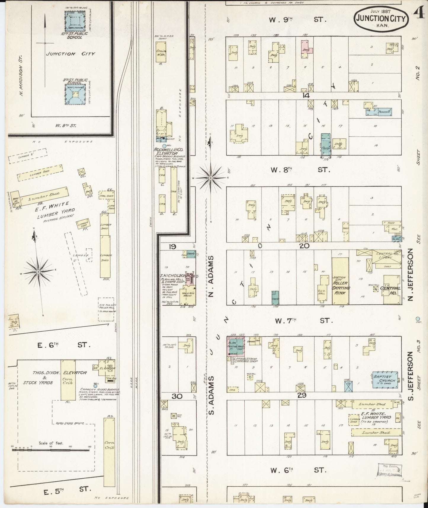 Sanborn Fire Insurance Map from Junction City, Geary County, Kansas (1887), Sheet #0004 - Complete Map Set gallery image, historic Sanborn map, vintage wall art, Kansas Kansas