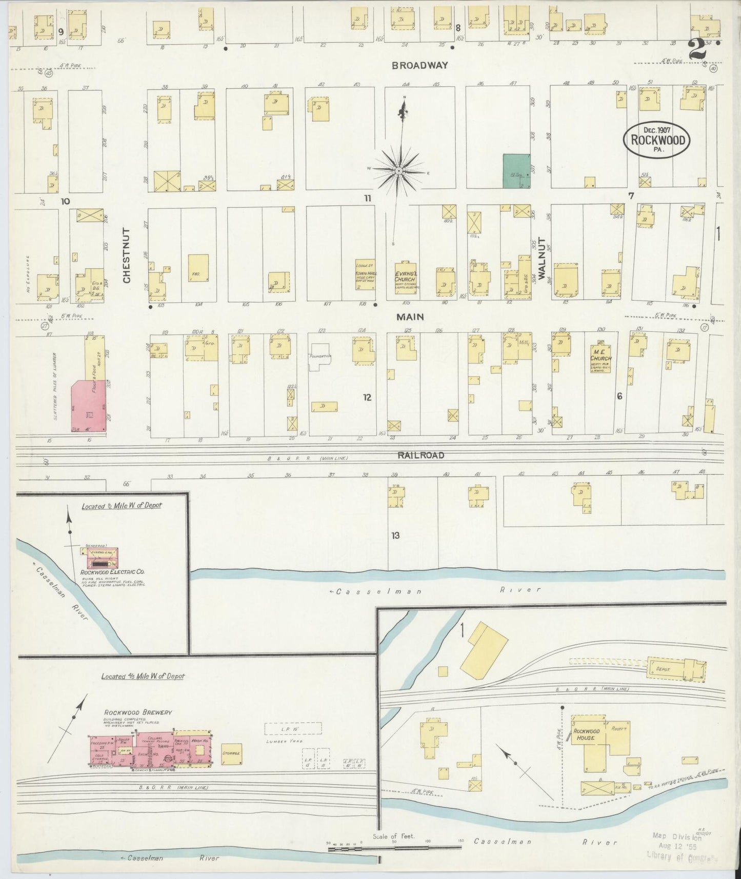 Sanborn Fire Insurance Map from Rockwood, Somerset County, Pennsylvania (1907), Sheet #0002 - Complete Map Set gallery image, historic Sanborn map, vintage wall art, Pennsylvania Pennsylvania