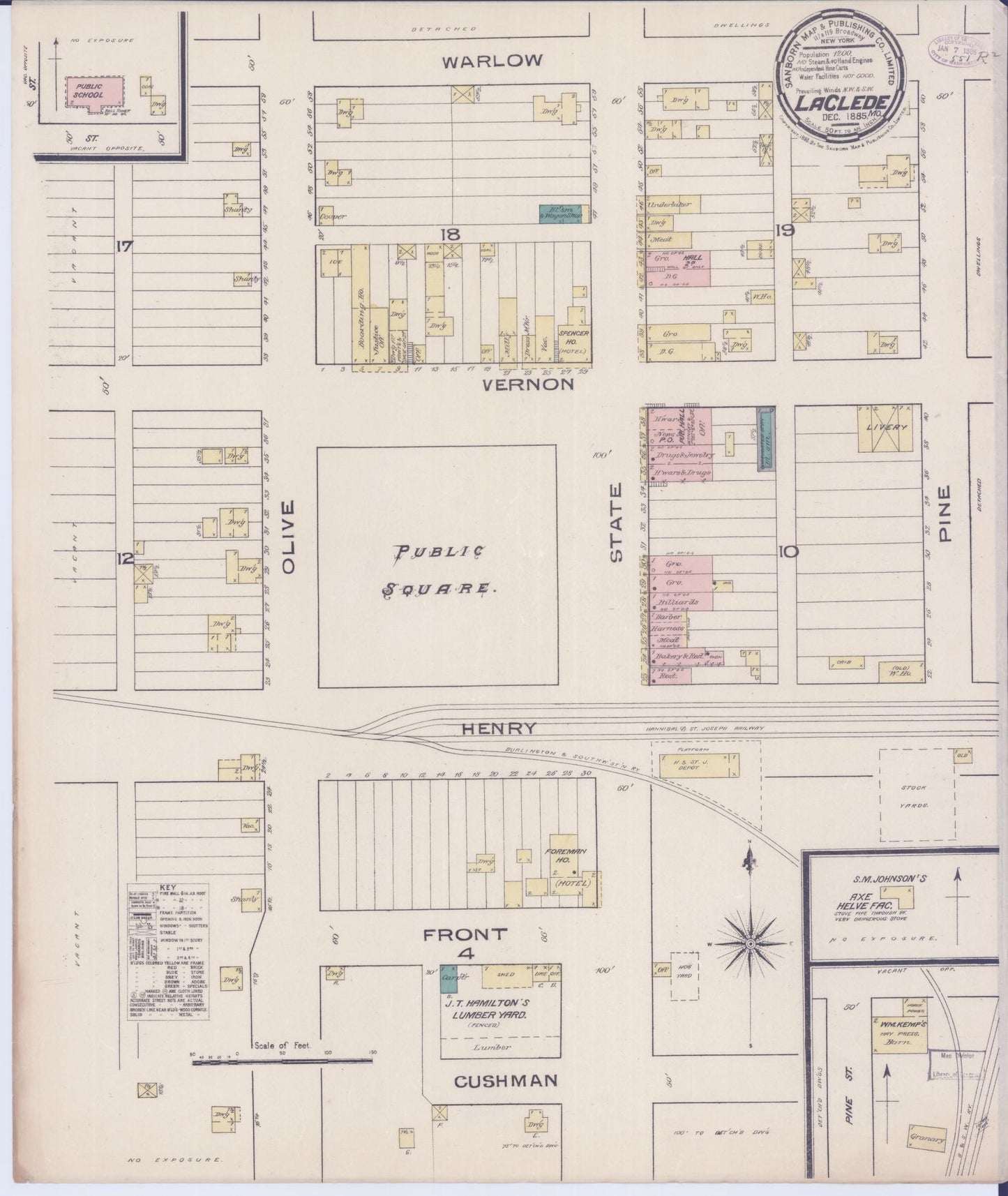 Sanborn Fire Insurance Map from Laclede, Linn County, Missouri (1885), Sheet #0001 - Historic Sanborn Fire Insurance Map Print, vintage old map wall art, antique decor, genealogy gift, Missouri Missouri map