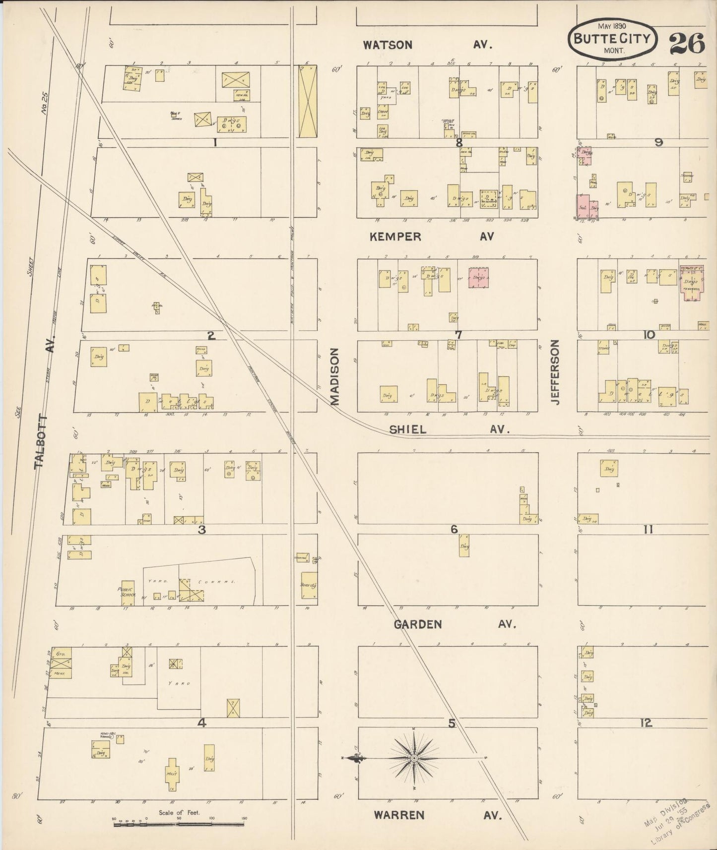 Sanborn Fire Insurance Map from Butte, Silver Bow County, Montana (1890), Sheet #0026 - Historic Sanborn Fire Insurance Map Print, vintage old map wall art, antique decor, genealogy gift, Montana Montana map