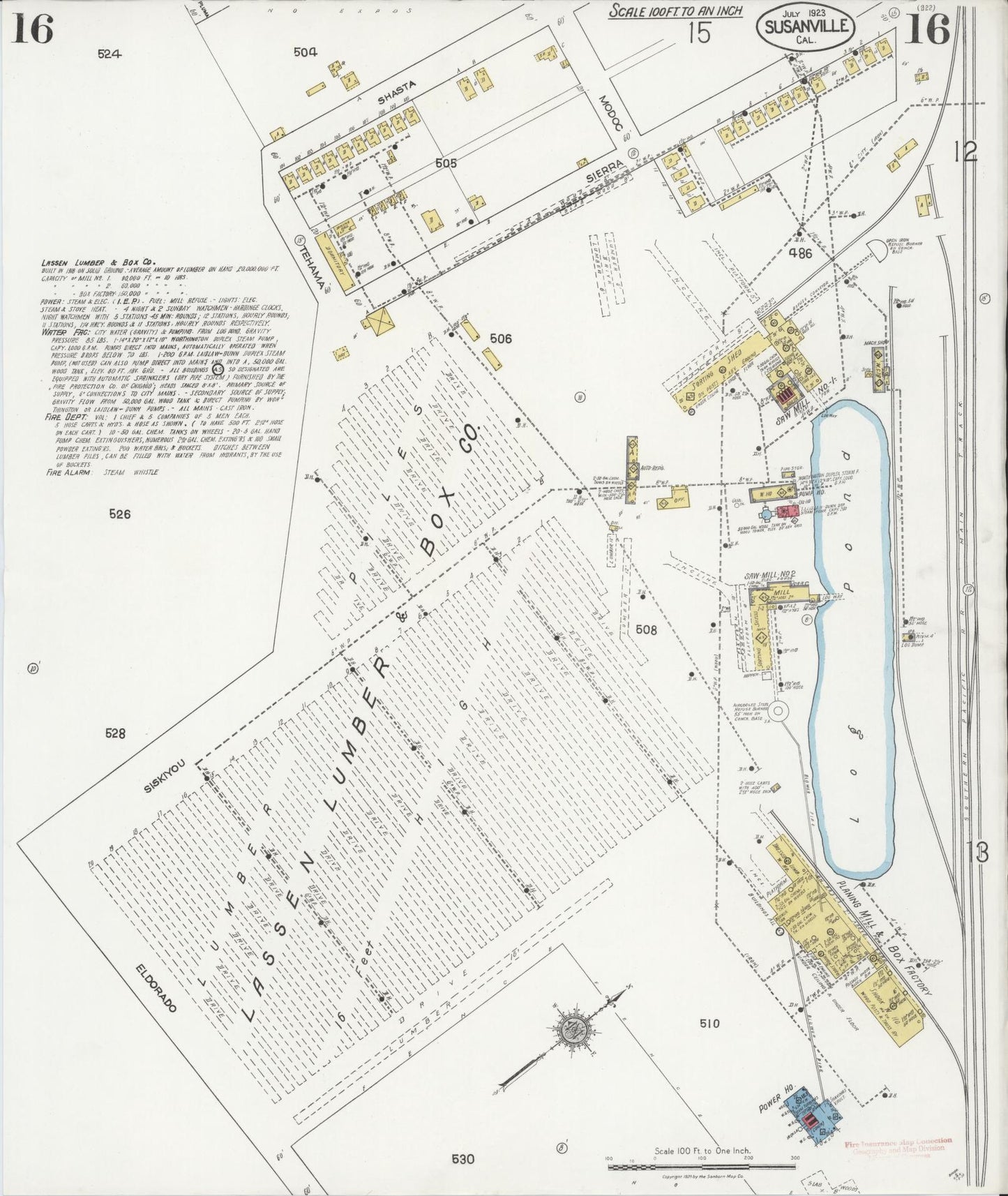 Sanborn Fire Insurance Map from Susanville, Lassen County, California (1923), Sheet #0016 - Complete Map Set gallery image, historic Sanborn map, vintage wall art, California California