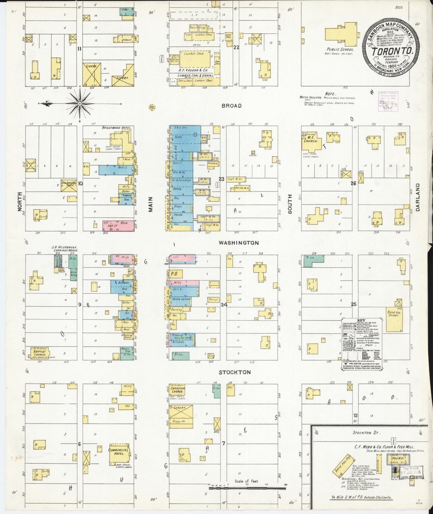 Sanborn Fire Insurance Map from Toronto, Woodson County, Kansas (1906), Sheet #0001 - Historic Sanborn Fire Insurance Map Print, vintage old map wall art, antique decor, genealogy gift, Kansas Kansas map