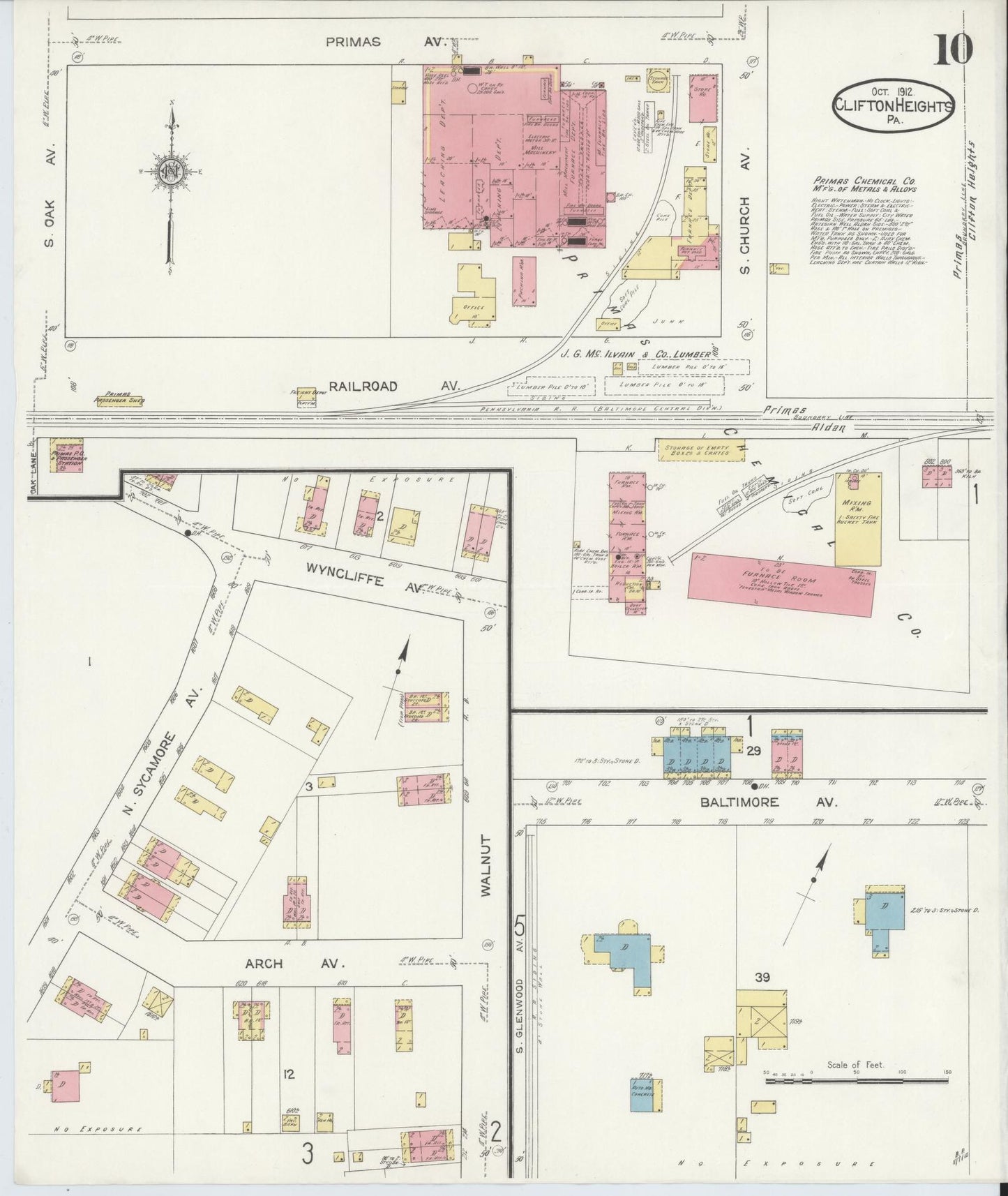 Sanborn Fire Insurance Map from Clifton Heights, Delaware County, Pennsylvania (1912), Sheet #0010 - Complete Map Set gallery image, historic Sanborn map, vintage wall art, Clifton Heights Delaware
