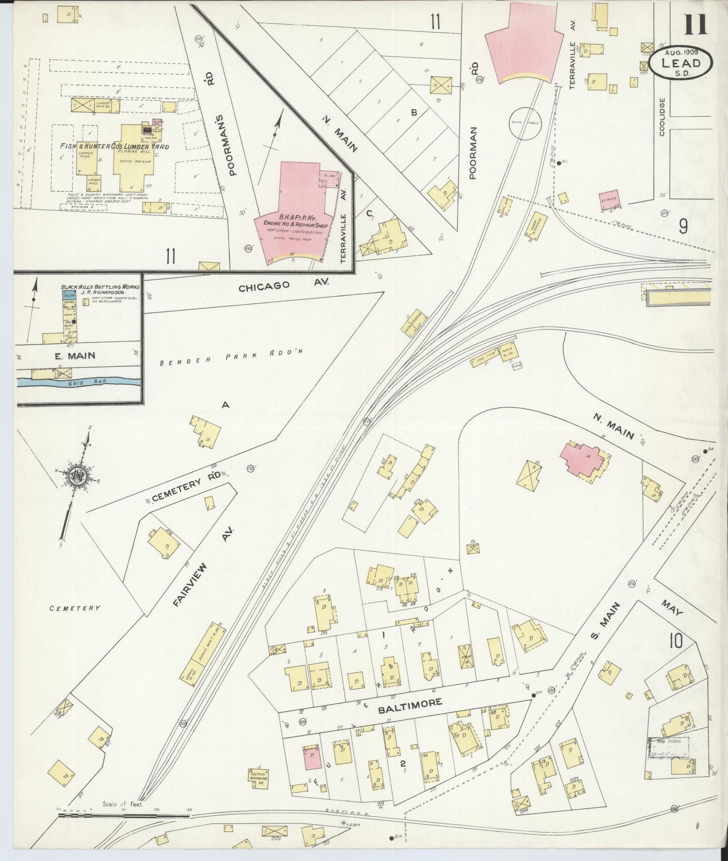 Sanborn Fire Insurance Map from Lead, Lawrence County, South Dakota (1909), Sheet #0011 - Complete Map Set gallery image, historic Sanborn map, vintage wall art, South Dakota South Dakota