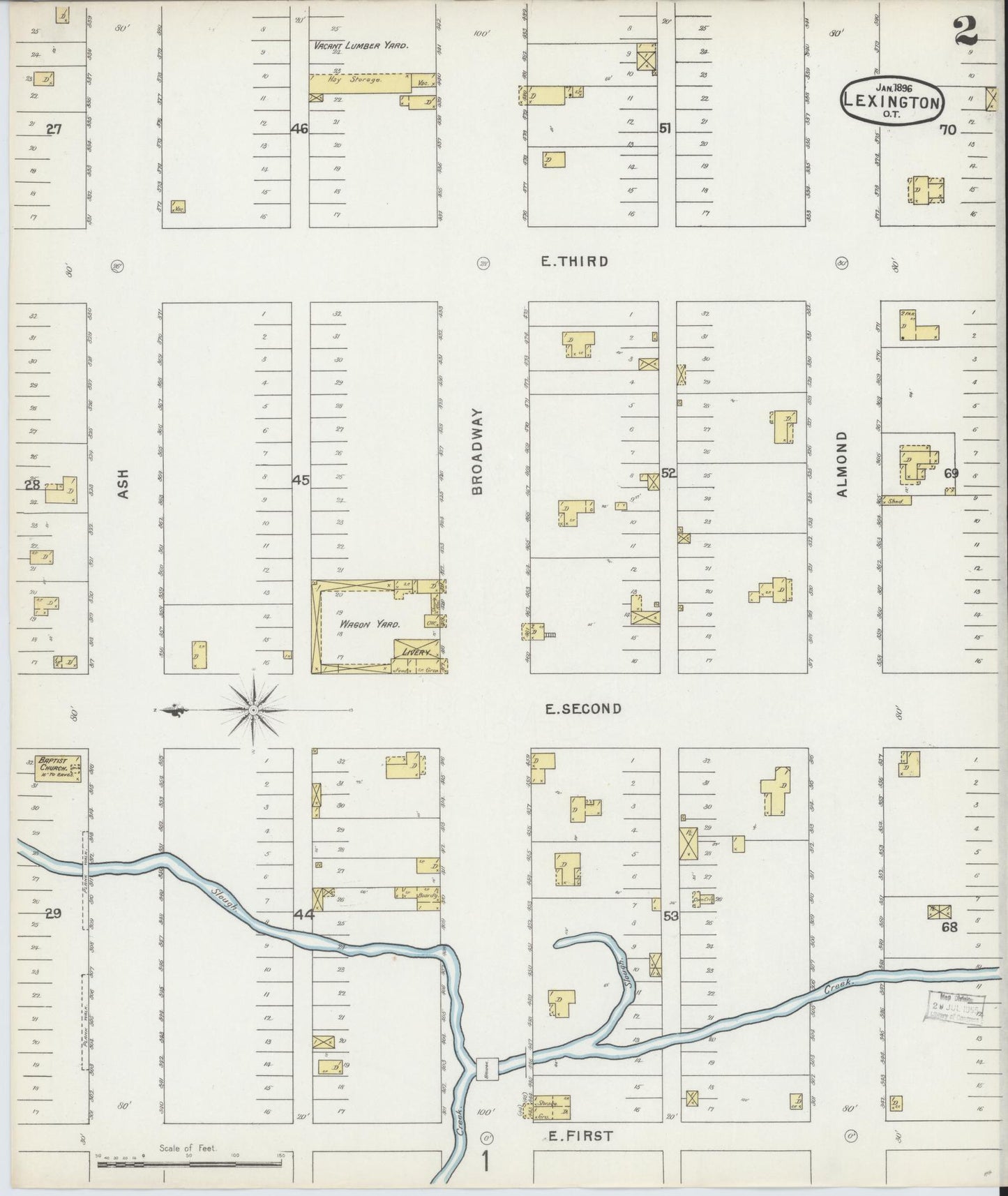 Sanborn Fire Insurance Map from Lexington, Cleveland County, Oklahoma (1896), Sheet #0002 - Complete Map Set gallery image, historic Sanborn map, vintage wall art, Oklahoma Oklahoma