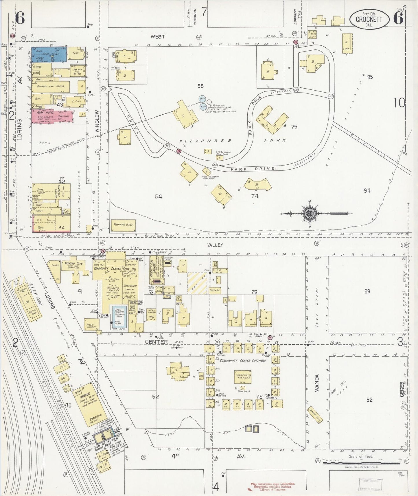 Sanborn Fire Insurance Map from Crockett, Contra Costa County, California (1924), Sheet #0006 - Historic Sanborn Fire Insurance Map Print, vintage old map wall art, antique decor, genealogy gift, California California map