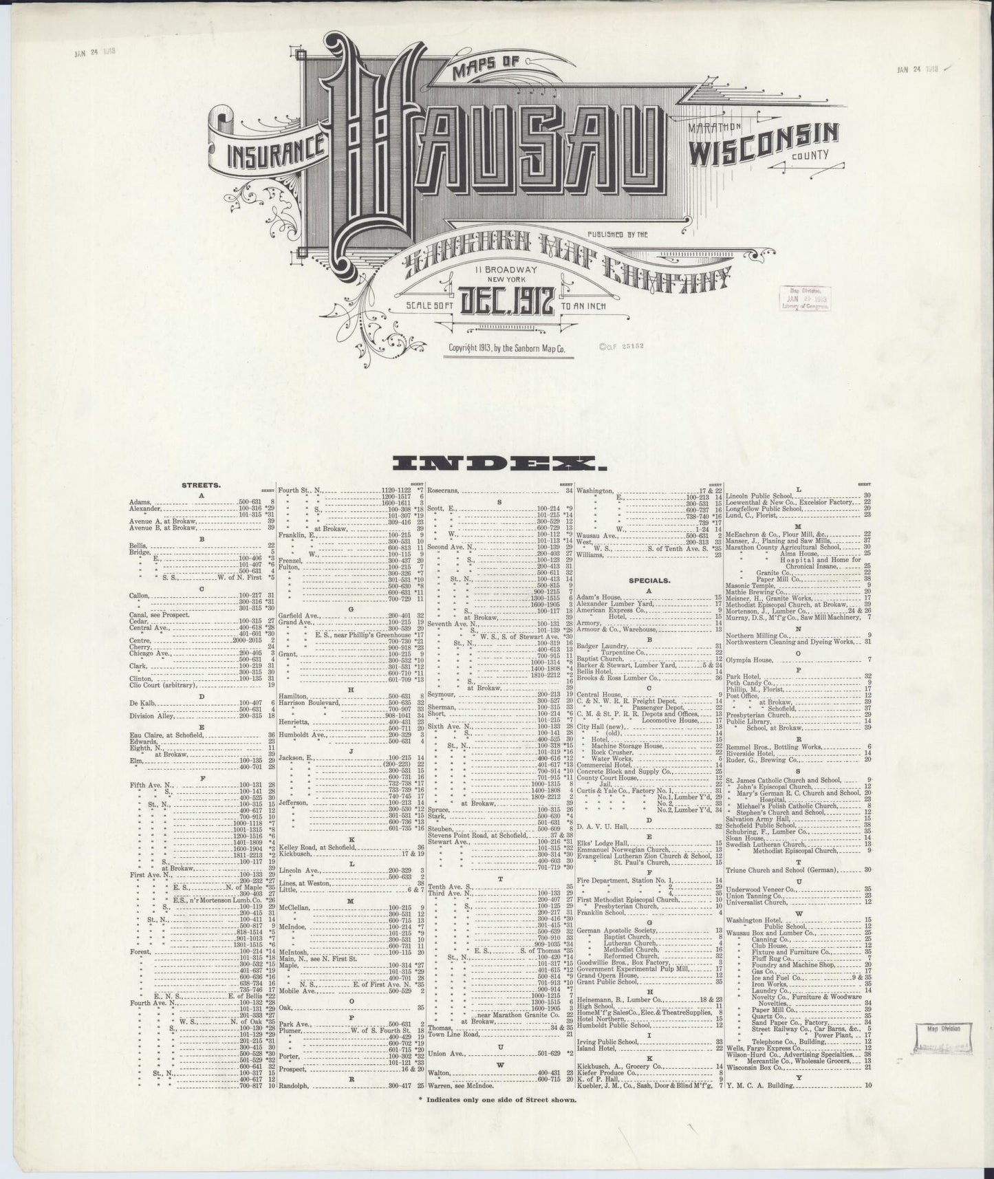 Wausau, Marathon County, Wisconsin (1912) – Sanborn Fire Insurance Map – Map View