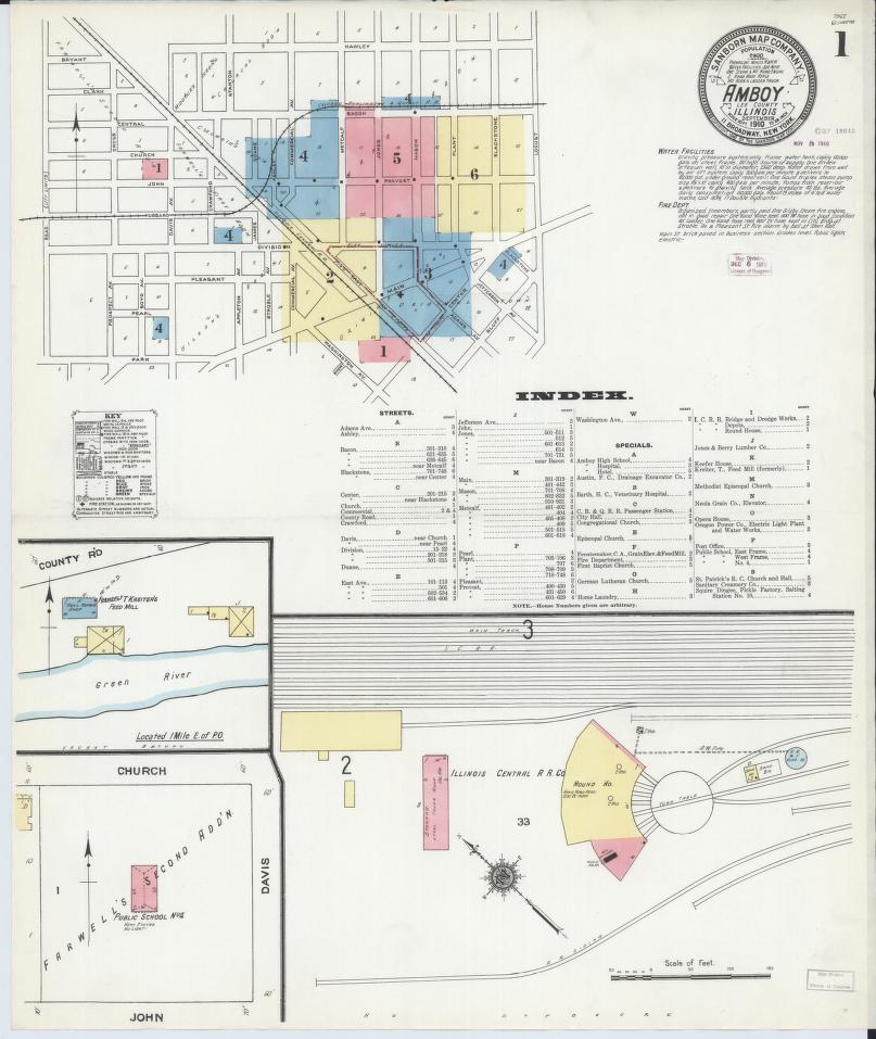 Sanborn Fire Insurance Map from Amboy, Lee County, Illinois. (1910) – Map View