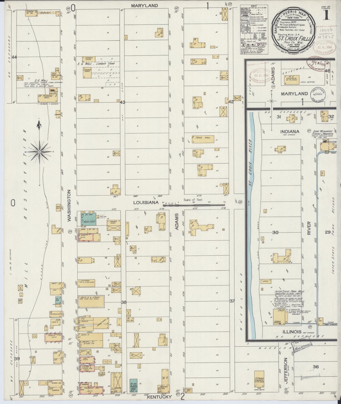 Saint Croix Falls, Polk County, Wisconsin (1899) – Sanborn Fire Insurance Map – Map View