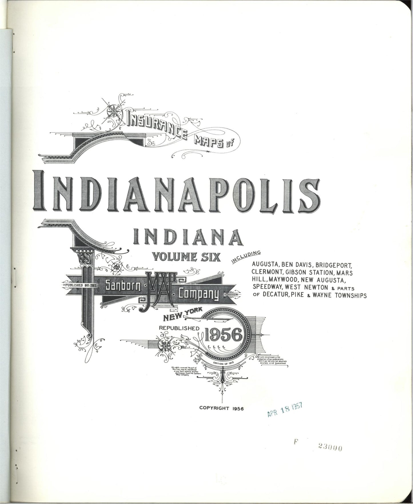 Sanborn Fire Insurance Map from Indianapolis, Marion County, Indiana (1956), Sheet #0001 - Complete Map Set gallery image, historic Sanborn map, vintage wall art, Indiana Indiana
