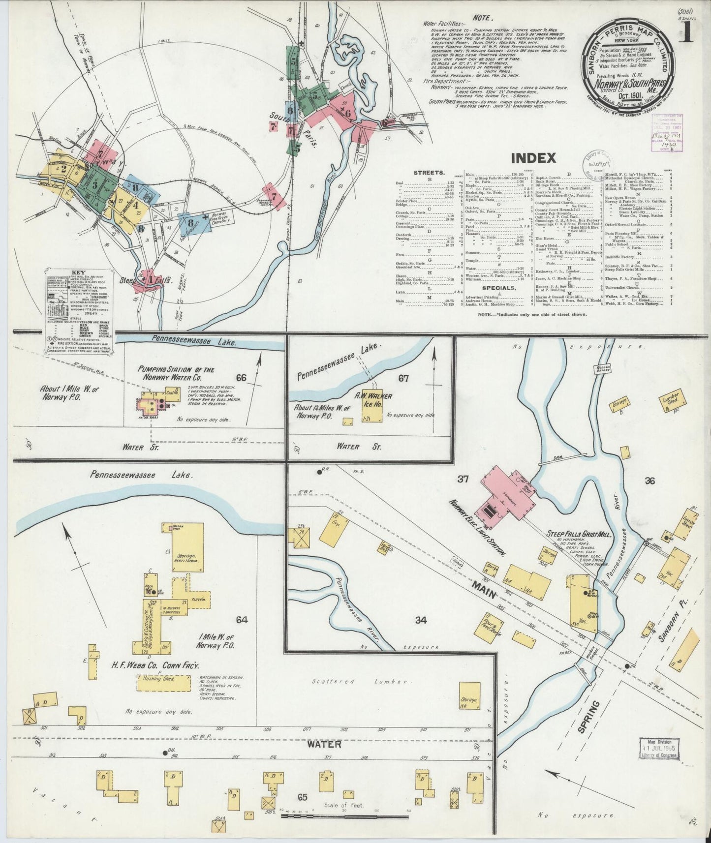 Sanborn Fire Insurance Map from Norway, Oxford County, Maine. (1901) – Historic Sanborn Fire Insurance Map Print