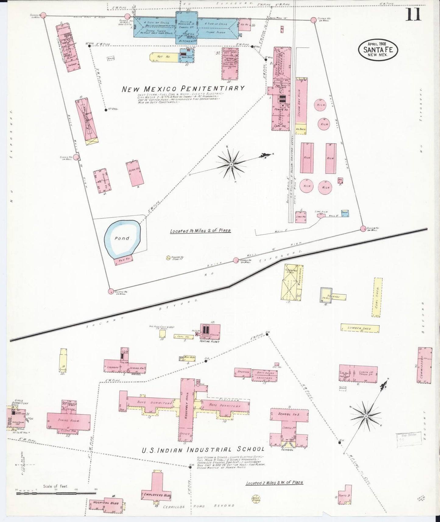 Sanborn Fire Insurance Map from Santa Fe, Santa Fe County, New Mexico (1908), Sheet #0011 - Complete Map Set gallery image, historic Sanborn map, vintage wall art, New Mexico New Mexico