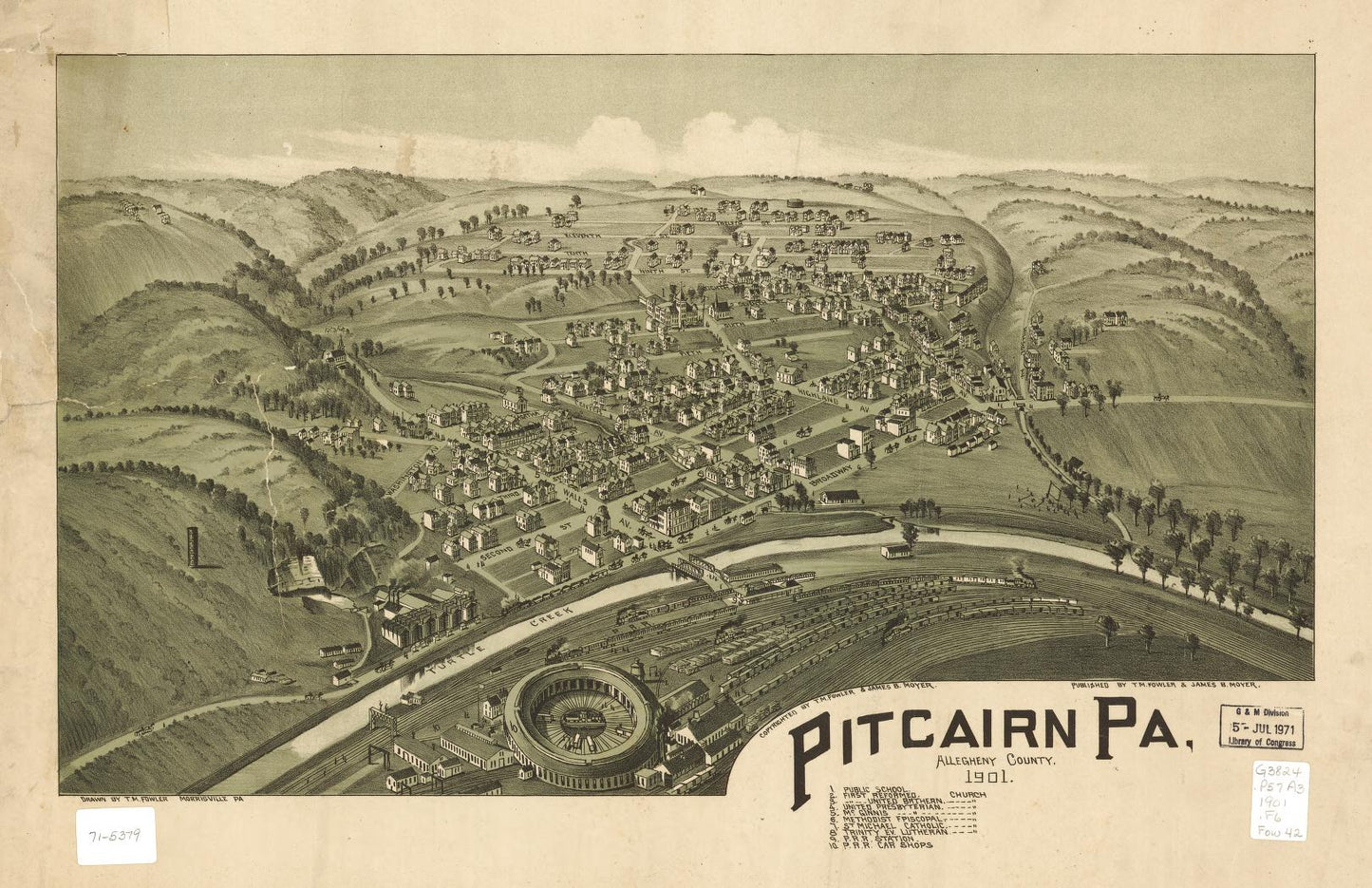 Pitcairn, Pa., Allegheny County 1901 (1901) – Historic Bird’s-Eye View Panorama Print