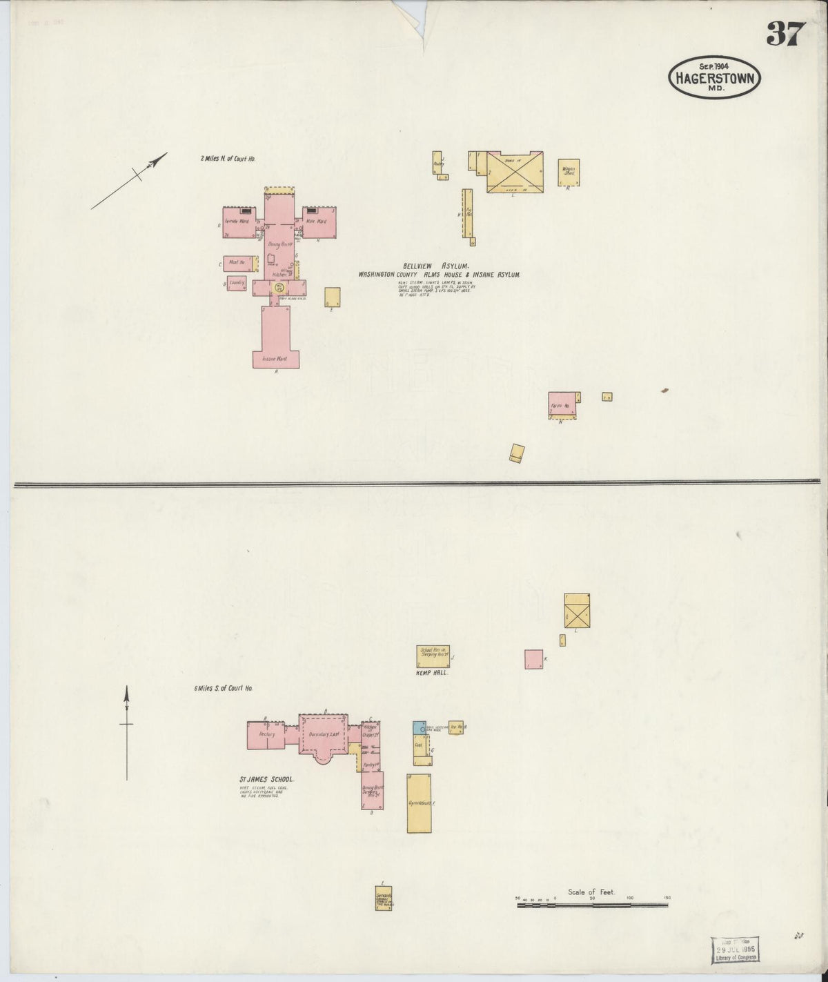Sanborn Fire Insurance Map from Hagerstown, Washington County, Maryland (1904), Sheet #0037 - Historic Sanborn Fire Insurance Map Print, vintage old map wall art, antique decor, genealogy gift, Maryland Maryland map