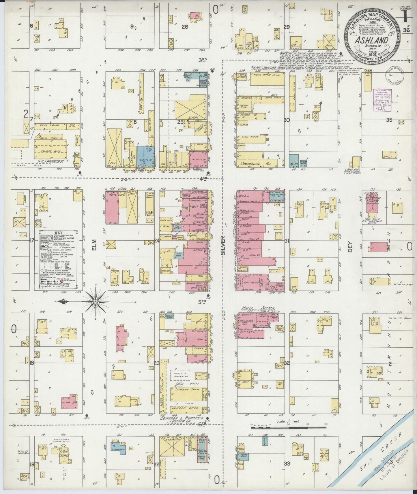 Sanborn Fire Insurance Map from Ashland, Saunders County, Nebraska (1902), Sheet #0001 - Historic Sanborn Fire Insurance Map Print, vintage old map wall art, antique decor, genealogy gift, Nebraska Nebraska map