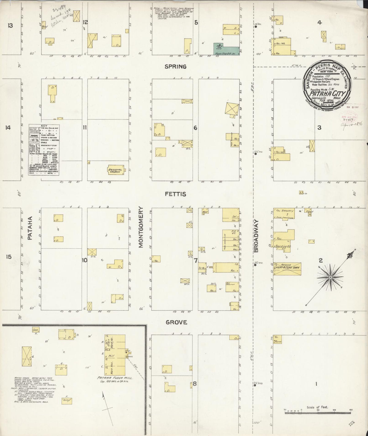 Sanborn Fire Insurance Map from Pataha City, Garfield County, Washington (1896), Sheet #0001 - Historic Sanborn Fire Insurance Map Print, vintage old map wall art, antique decor, genealogy gift, Washington Washington map