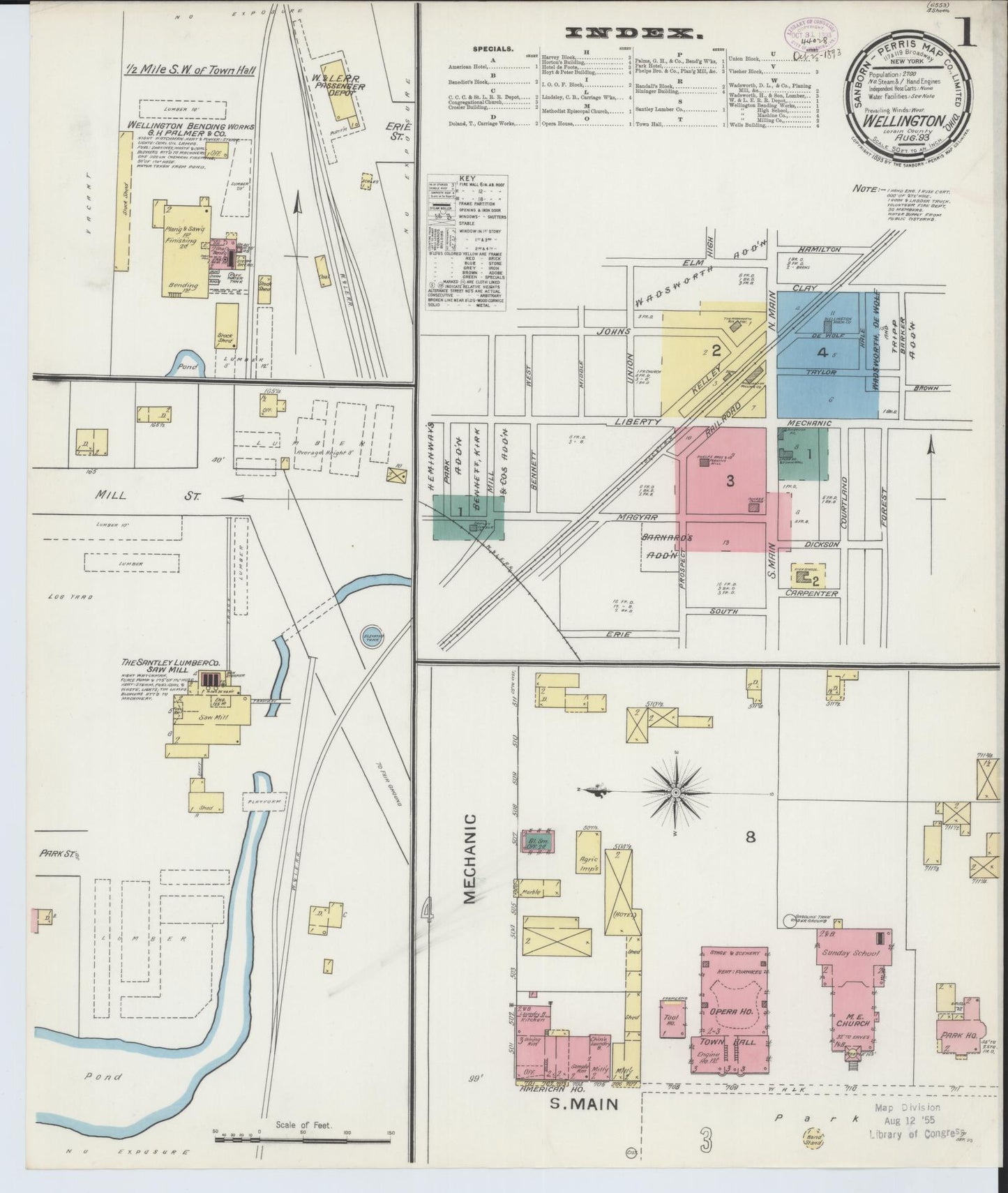 Sanborn Fire Insurance Map from Wellington, Lorain County, Ohio (1893), Sheet #0001 - Historic Sanborn Fire Insurance Map Print, vintage old map wall art, antique decor, genealogy gift, Ohio Ohio map
