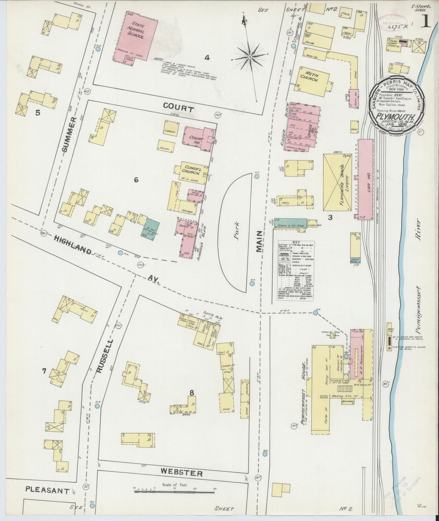 Sanborn Fire Insurance Map from Plymouth, Grafton County, New Hampshire. (1892) – Historic Sanborn Fire Insurance Map Print