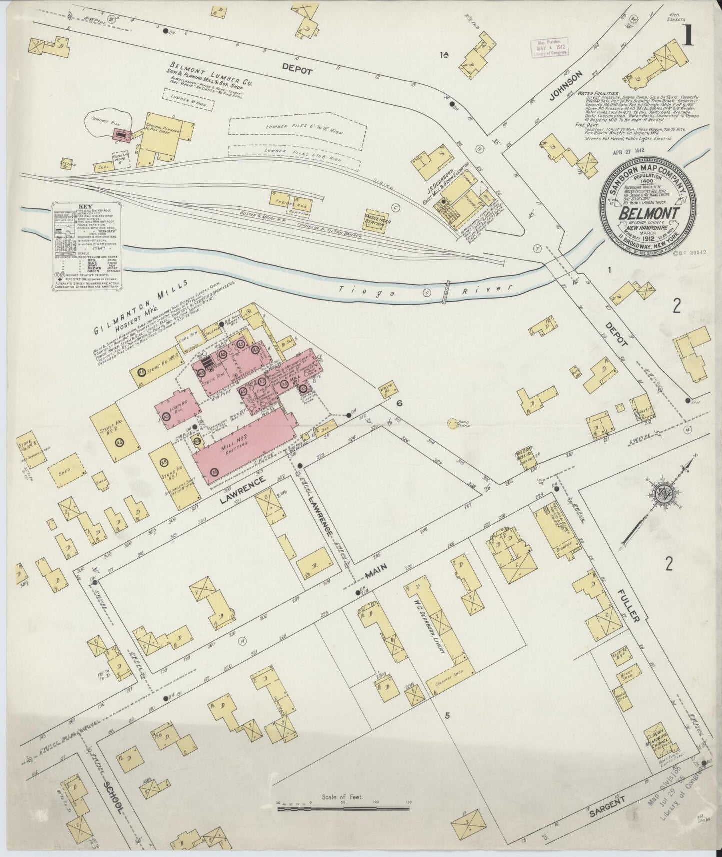 Sanborn Fire Insurance Map from Belmont, Belknap County, New Hampshire. (1912) – Historic Sanborn Fire Insurance Map Print