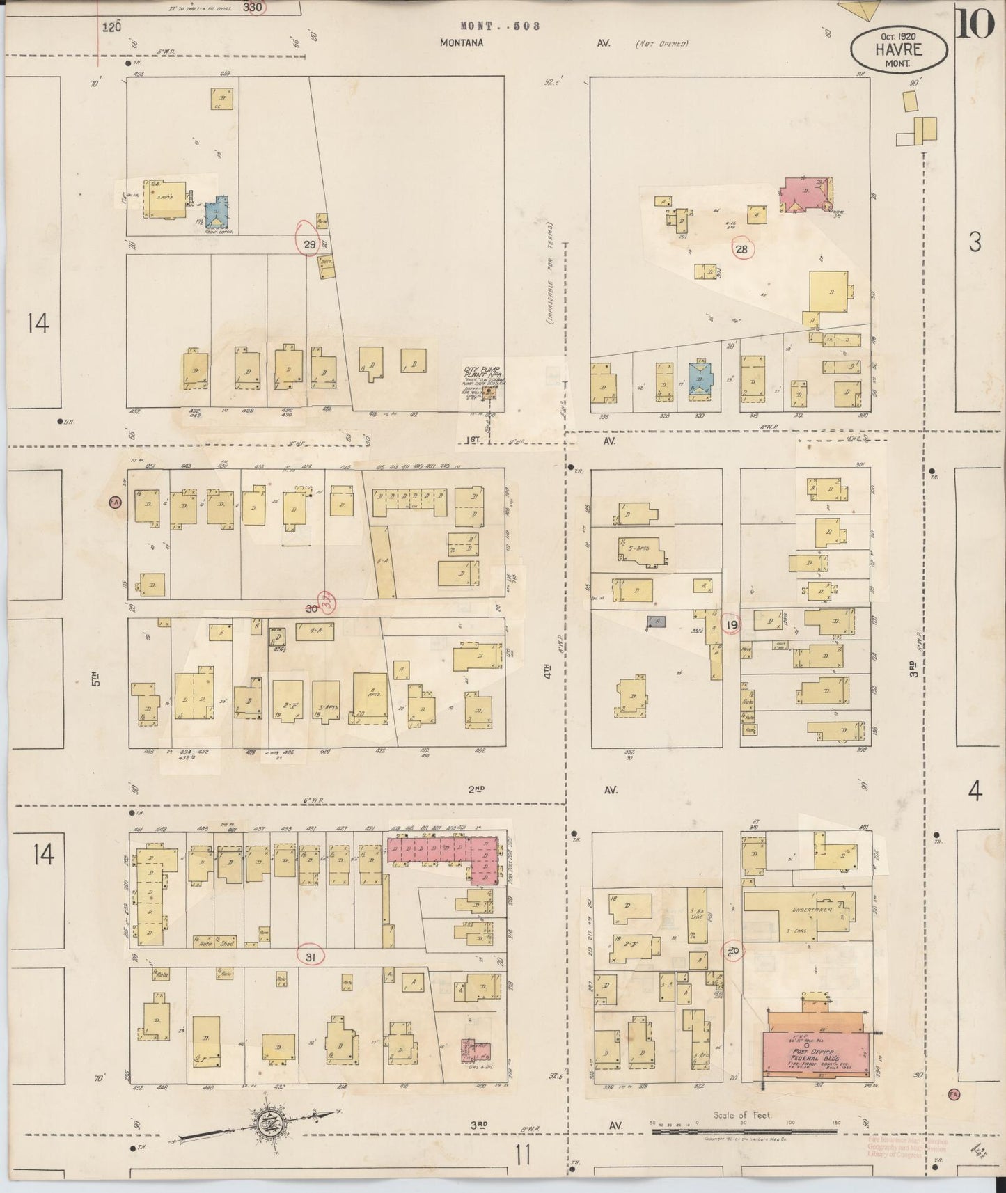Sanborn Fire Insurance Map from Havre, Hill County, Montana (1943), Sheet #0010 - Historic Sanborn Fire Insurance Map Print, vintage old map wall art, antique decor, genealogy gift, Montana Montana map