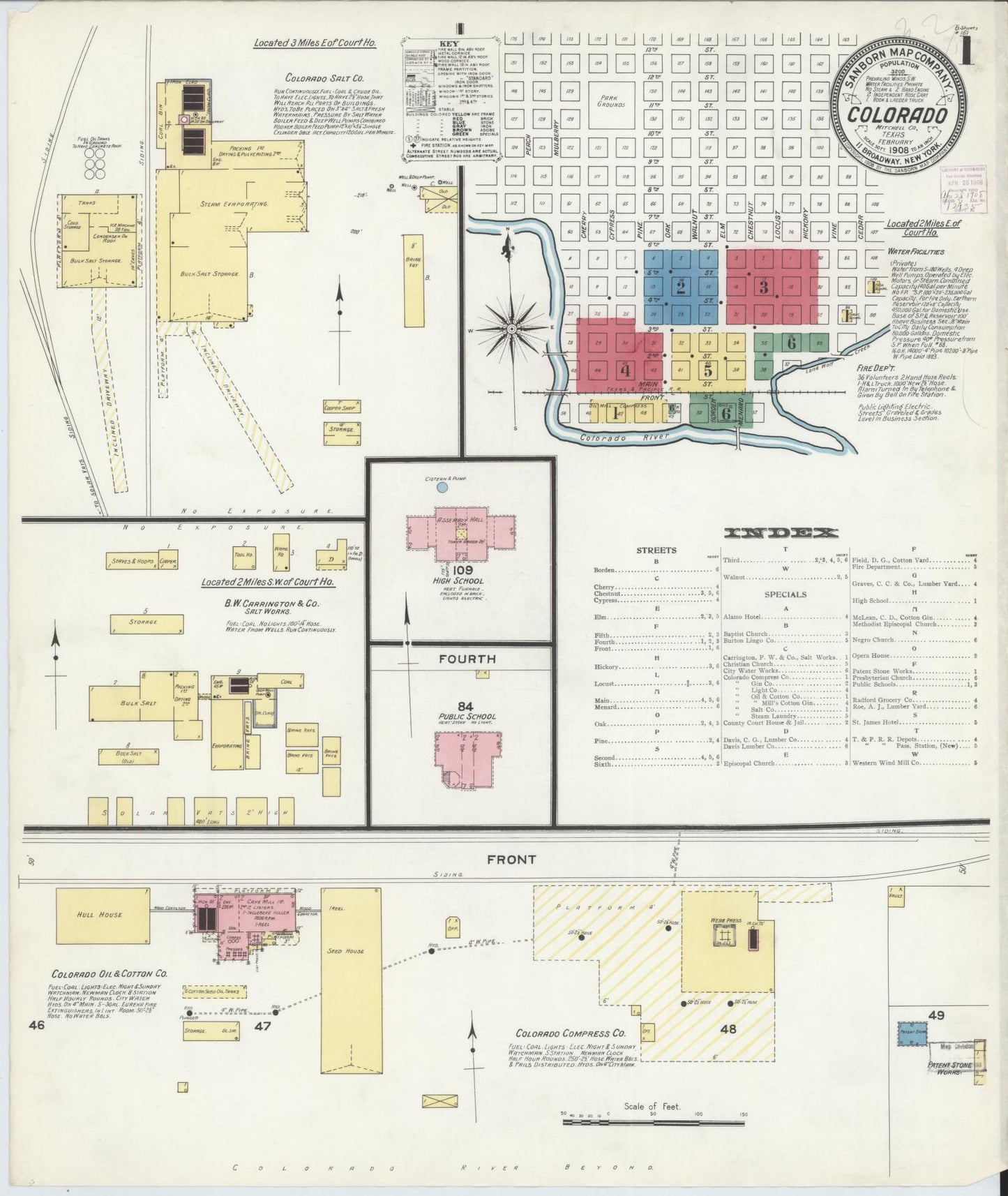 Sanborn Fire Insurance Map from Colorado, Mitchell County, Texas (1908), Sheet #0001 - Historic Sanborn Fire Insurance Map Print, vintage old map wall art, antique decor, genealogy gift, Colorado Colorado map
