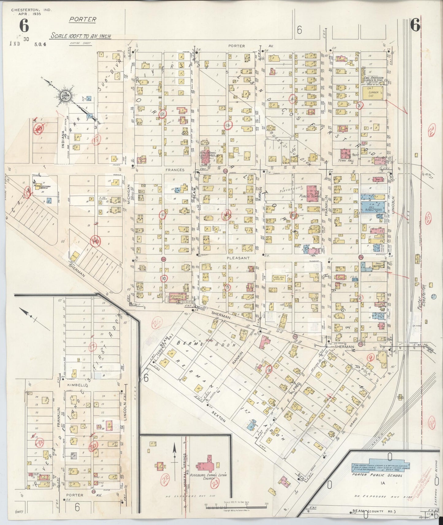 Sanborn Fire Insurance Map from Chesterton, Porter County, Indiana (1951), Sheet #0006 - Complete Map Set gallery image, historic Sanborn map, vintage wall art, Indiana Indiana