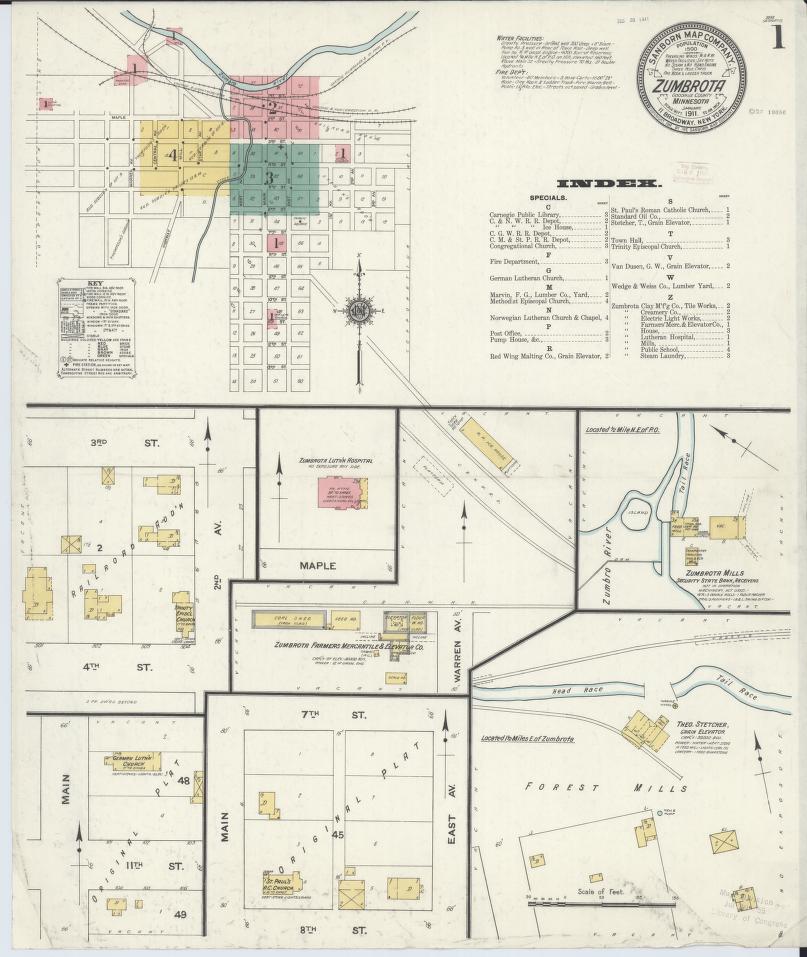 Sanborn Fire Insurance Map from Zumbrota, Goodhue County, Minnesota. (1911) – Map View