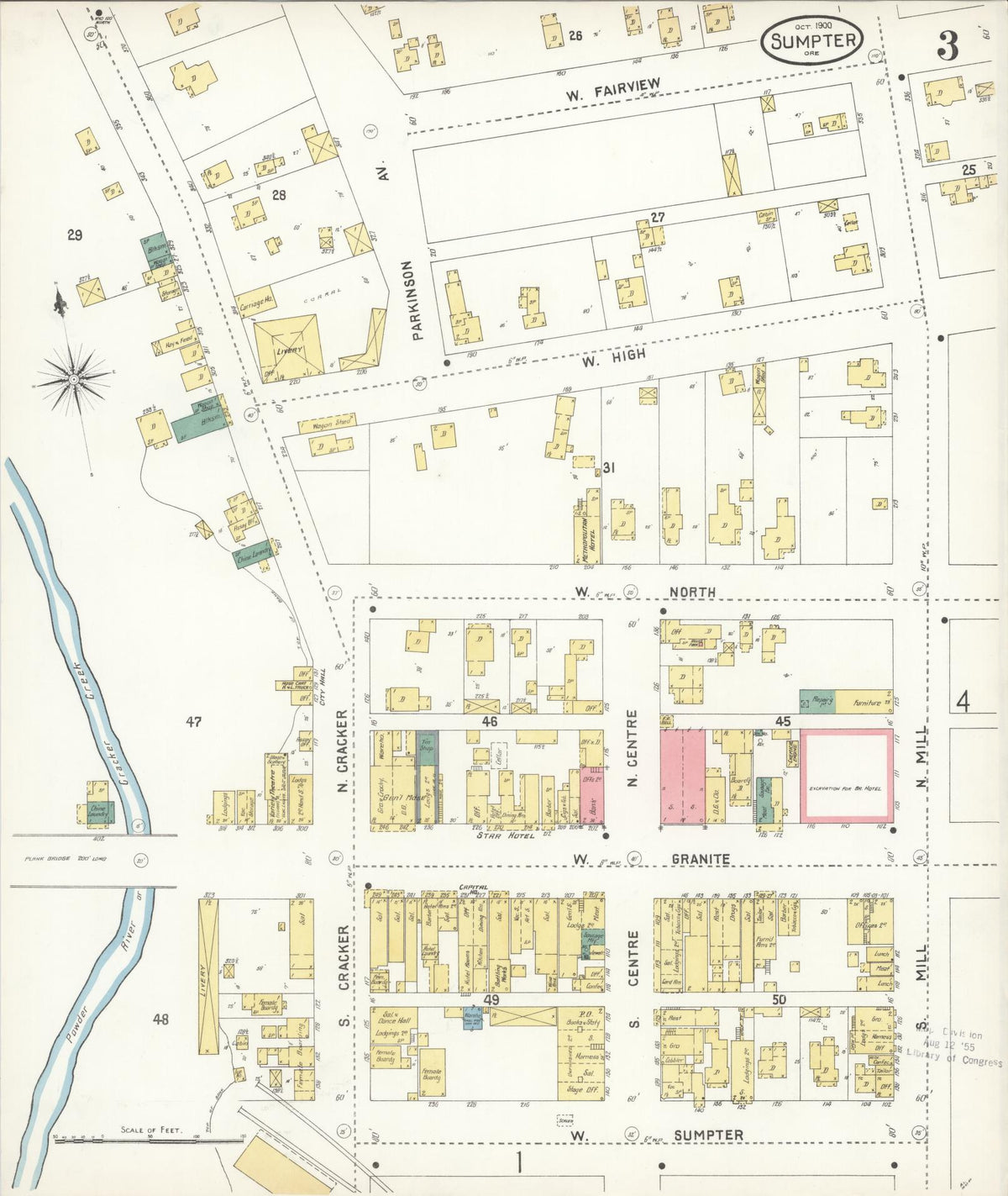 Sanborn Fire Insurance Map from Sumpter, Baker County, Oregon (1900), Sheet #0003 - Historic Sanborn Fire Insurance Map Print, vintage old map wall art, antique decor, genealogy gift, Oregon Oregon map