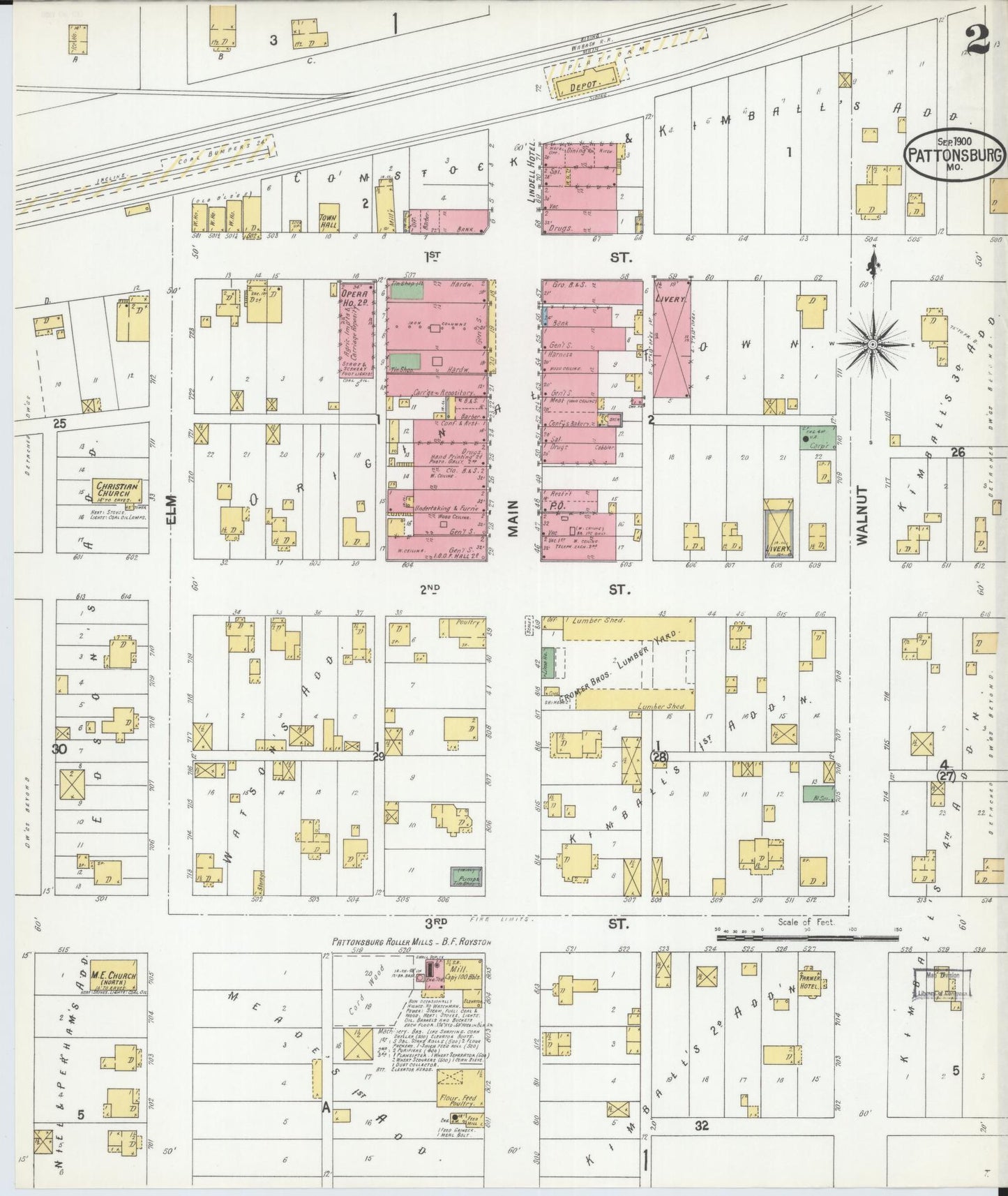 Sanborn Fire Insurance Map from Pattonsburg, Daviess County, Missouri (1900), Sheet #0002 - Historic Sanborn Fire Insurance Map Print, vintage old map wall art, antique decor, genealogy gift, Missouri Missouri map