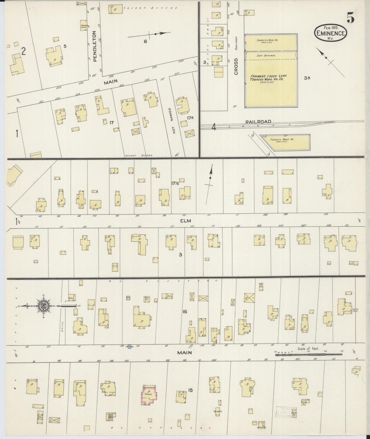 Sanborn Fire Insurance Map from Eminence, Henry County, Kentucky (1915), Sheet #0005 - Historic Sanborn Fire Insurance Map Print, vintage old map wall art, antique decor, genealogy gift, Kentucky Kentucky map