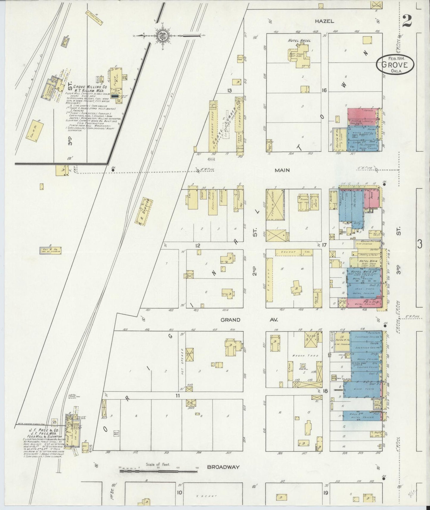 Sanborn Fire Insurance Map from Grove, Delaware County, Oklahoma (1914), Sheet #0002 - Historic Sanborn Fire Insurance Map Print, vintage old map wall art, antique decor, genealogy gift, Oklahoma Oklahoma map