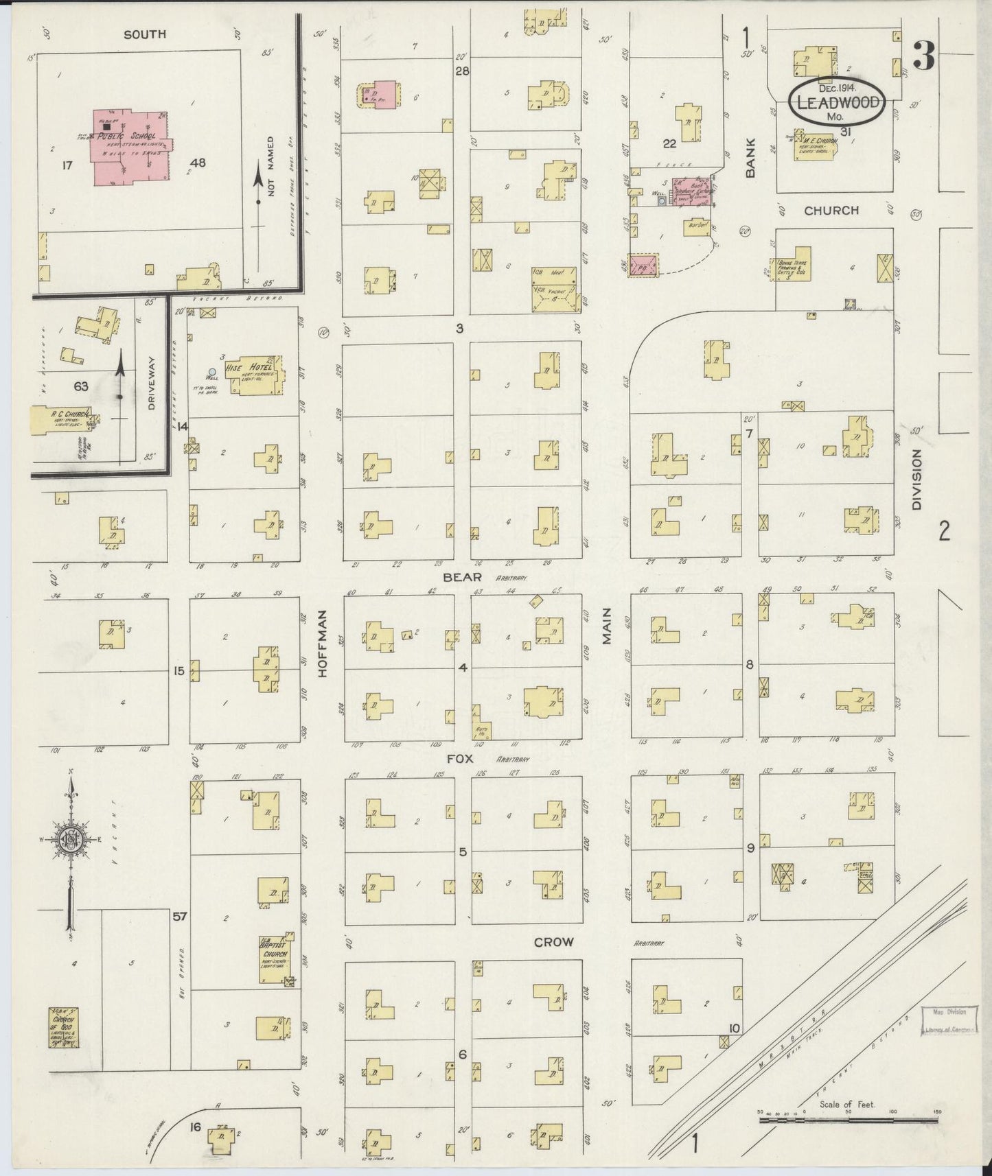 Sanborn Fire Insurance Map from Leadwood, Saint Francois County, Missouri (1914), Sheet #0003 - Historic Sanborn Fire Insurance Map Print, vintage old map wall art, antique decor, genealogy gift, Missouri Missouri map