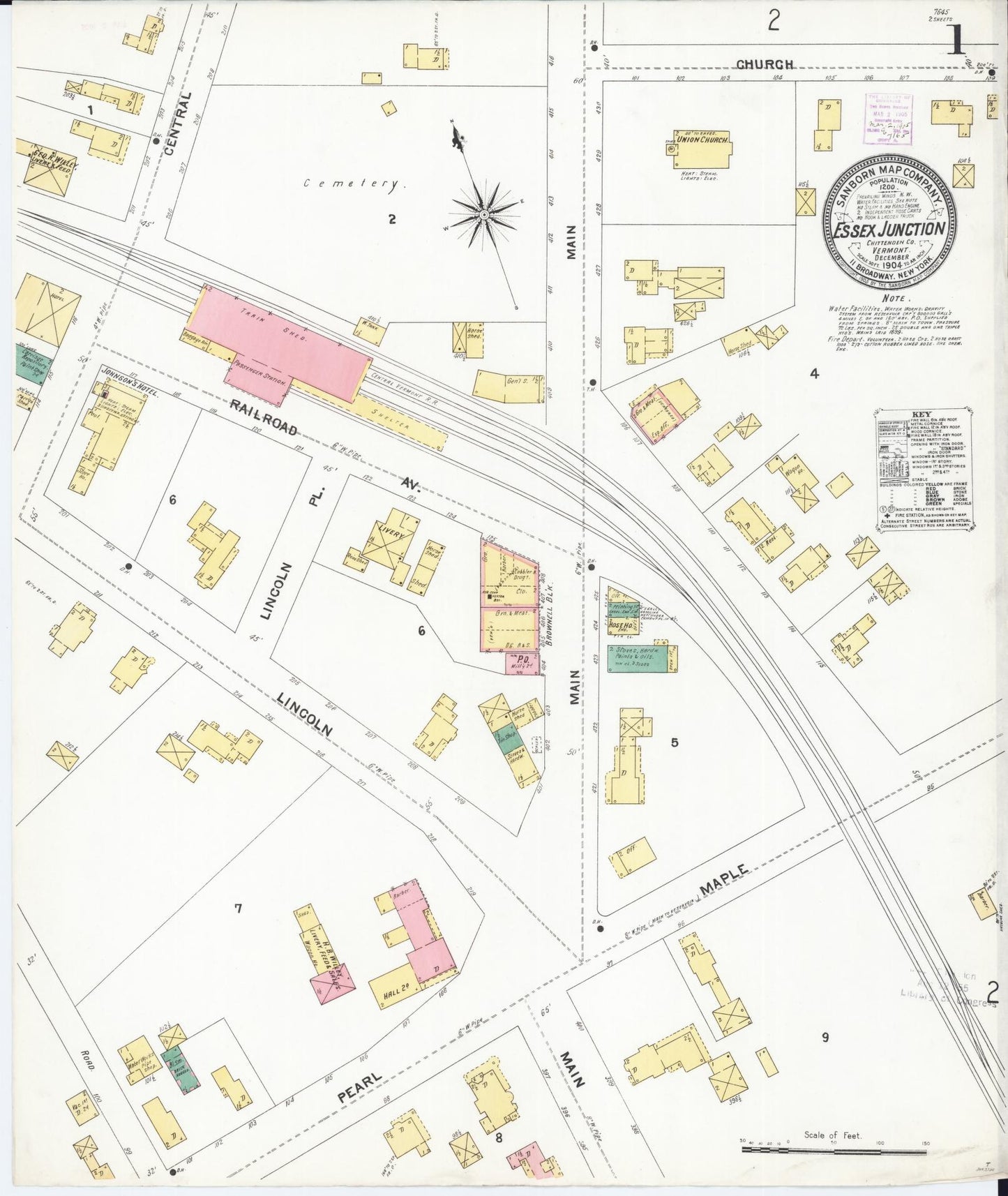 Sanborn Fire Insurance Map from Essex Junction, Chittenden County, Vermont. (1904) – Historic Sanborn Fire Insurance Map Print