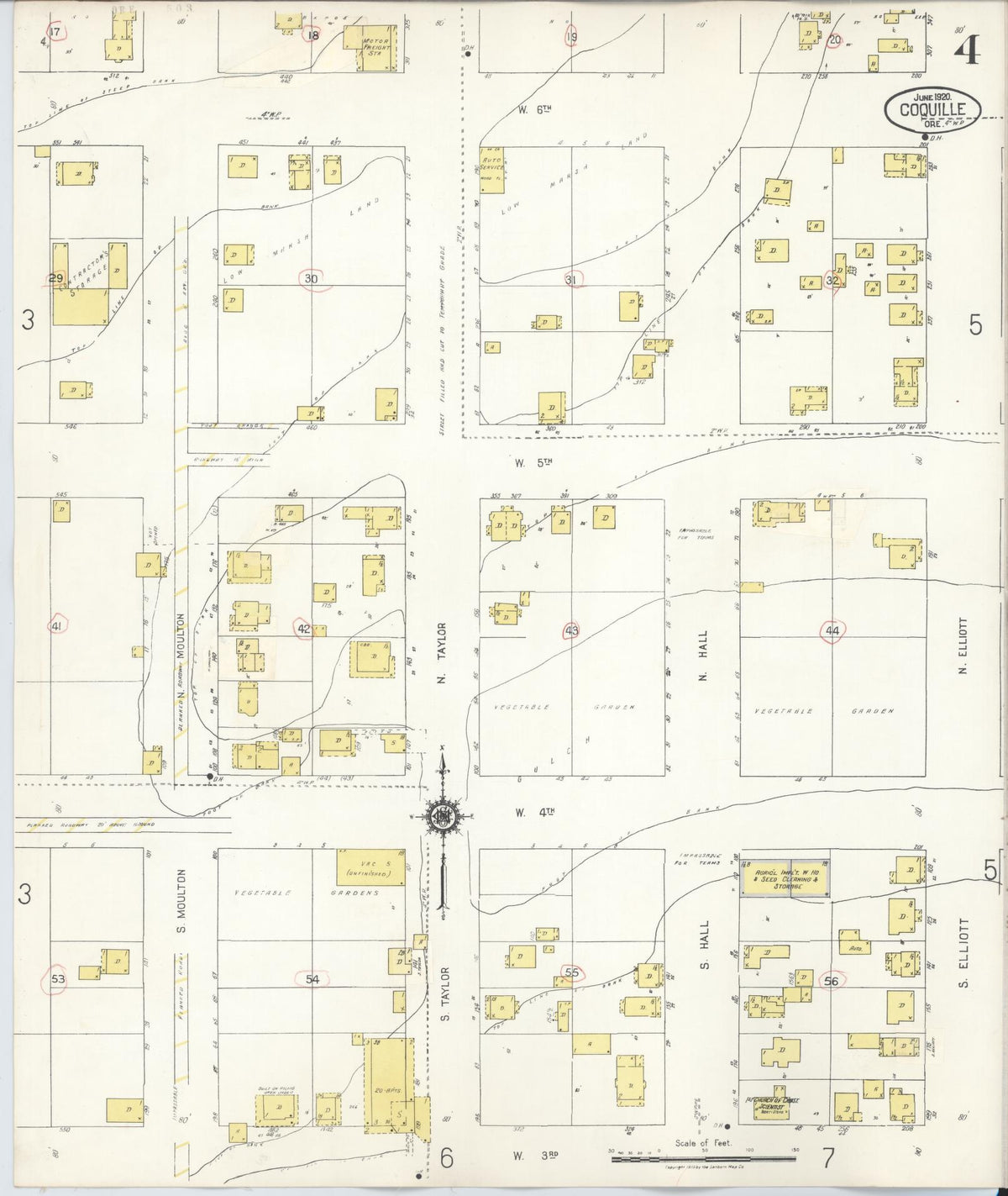 Sanborn Fire Insurance Map from Coquille, Coos County, Oregon (1945), Sheet #0004 - Historic Sanborn Fire Insurance Map Print, vintage old map wall art, antique decor, genealogy gift, Oregon Oregon map