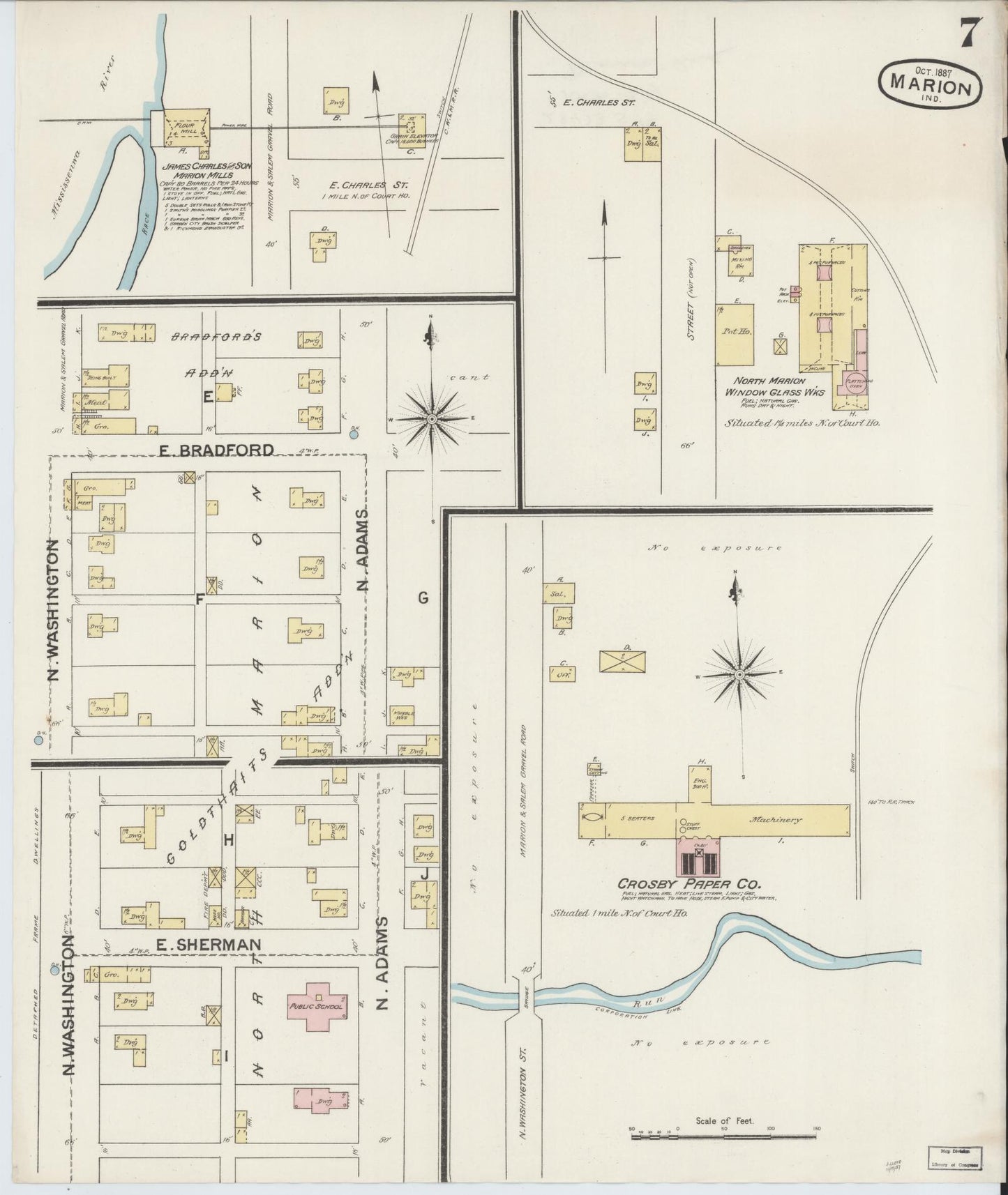 Sanborn Fire Insurance Map from Marion, Grant County, Indiana (1887), Sheet #0007 - Complete Map Set gallery image, historic Sanborn map, vintage wall art, Indiana Indiana