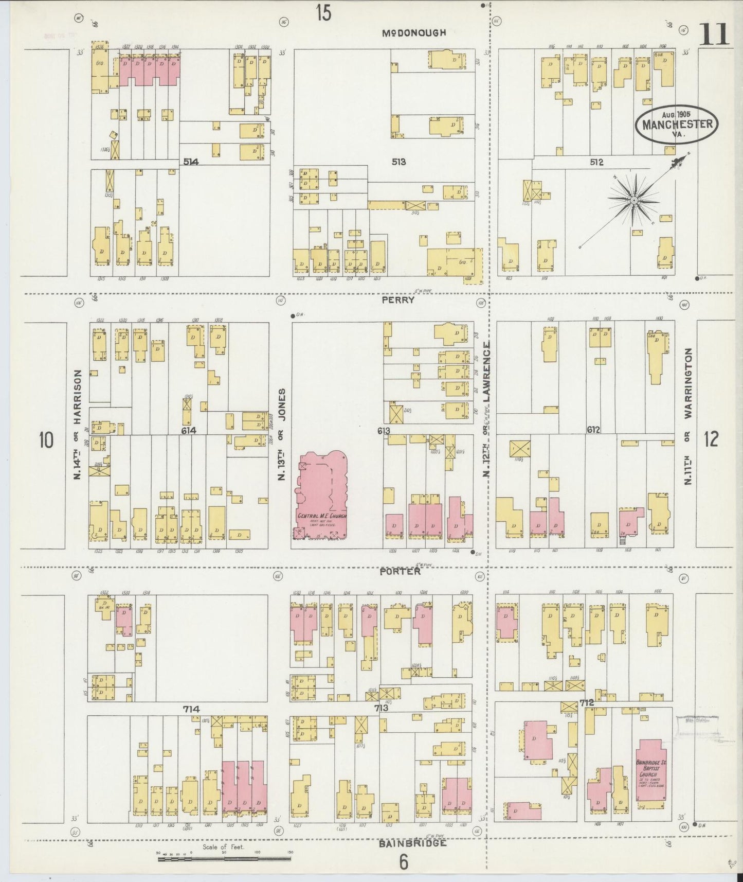 Sanborn Fire Insurance Map from Manchester, Chesterfield County, Virginia. (1905), Sheet 11 – Historic Sanborn Fire Insurance Map Print