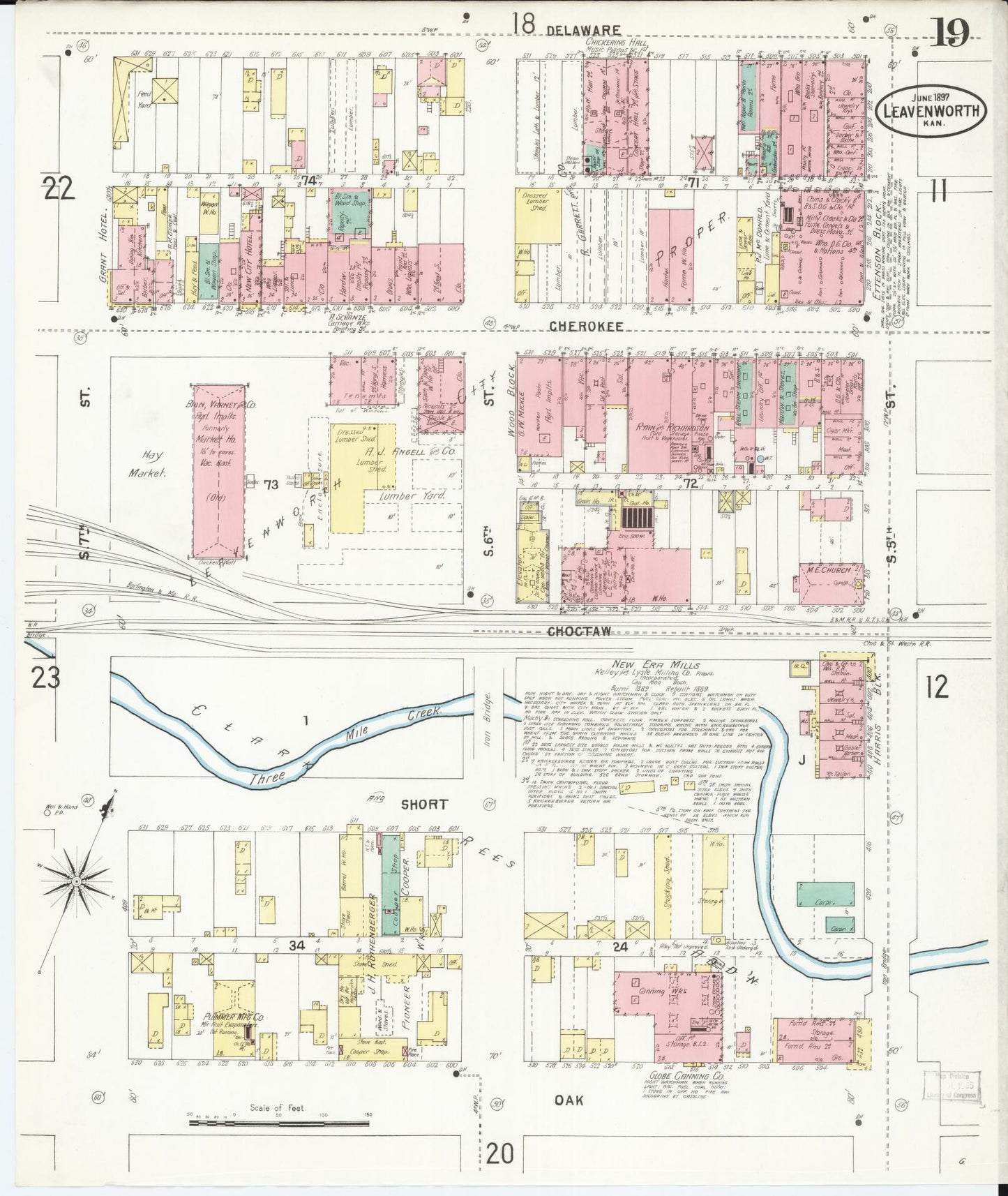 Sanborn Fire Insurance Map from Leavenworth, Leavenworth County, Kansas (1897), Sheet #0020 - Historic Sanborn Fire Insurance Map Print, vintage old map wall art, antique decor, genealogy gift, Kansas Kansas map
