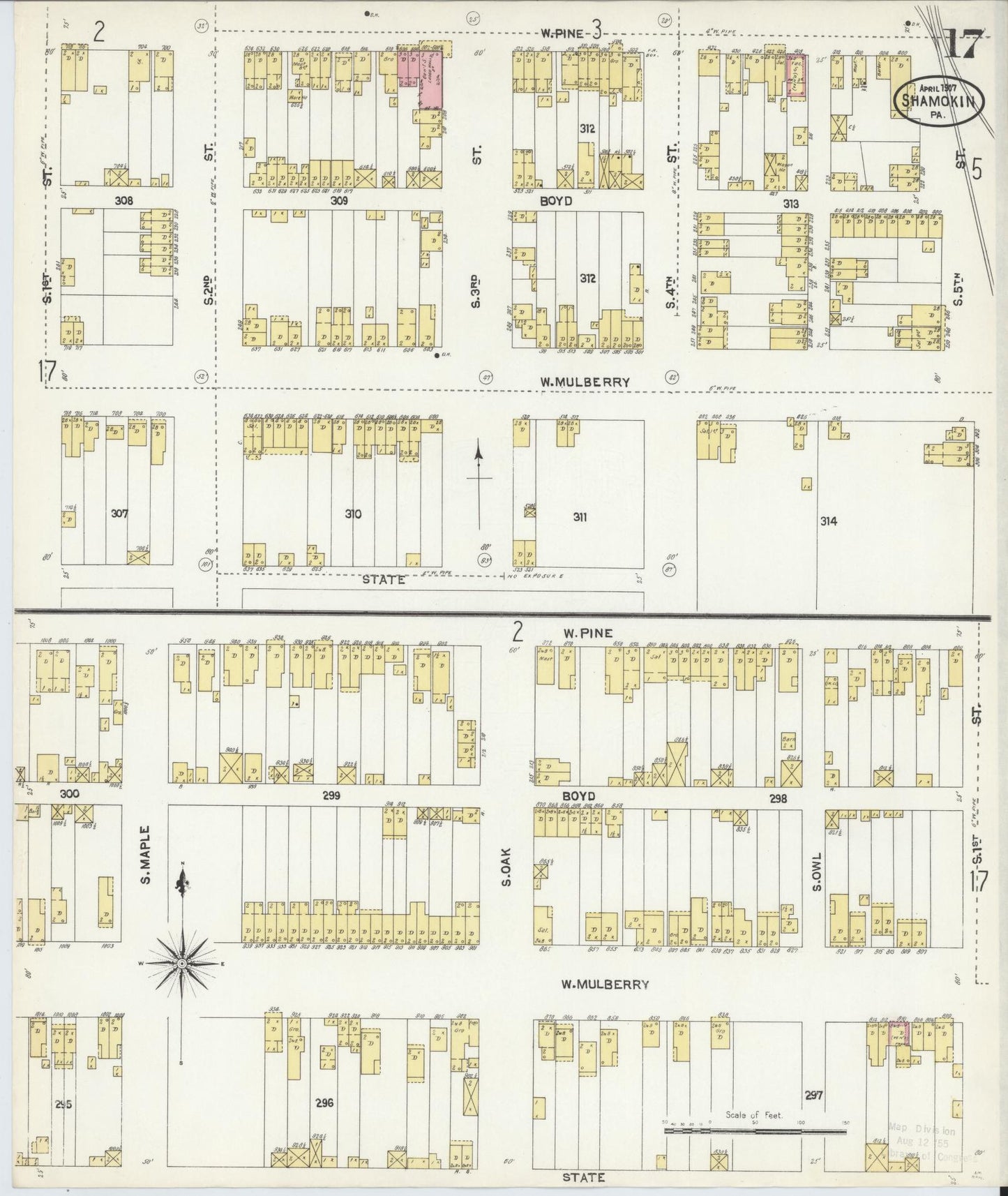 Sanborn Fire Insurance Map from Shamokin, Northumberland County, Pennsylvania (1907), Sheet #0017 - Complete Map Set gallery image, historic Sanborn map, vintage wall art, Pennsylvania Pennsylvania