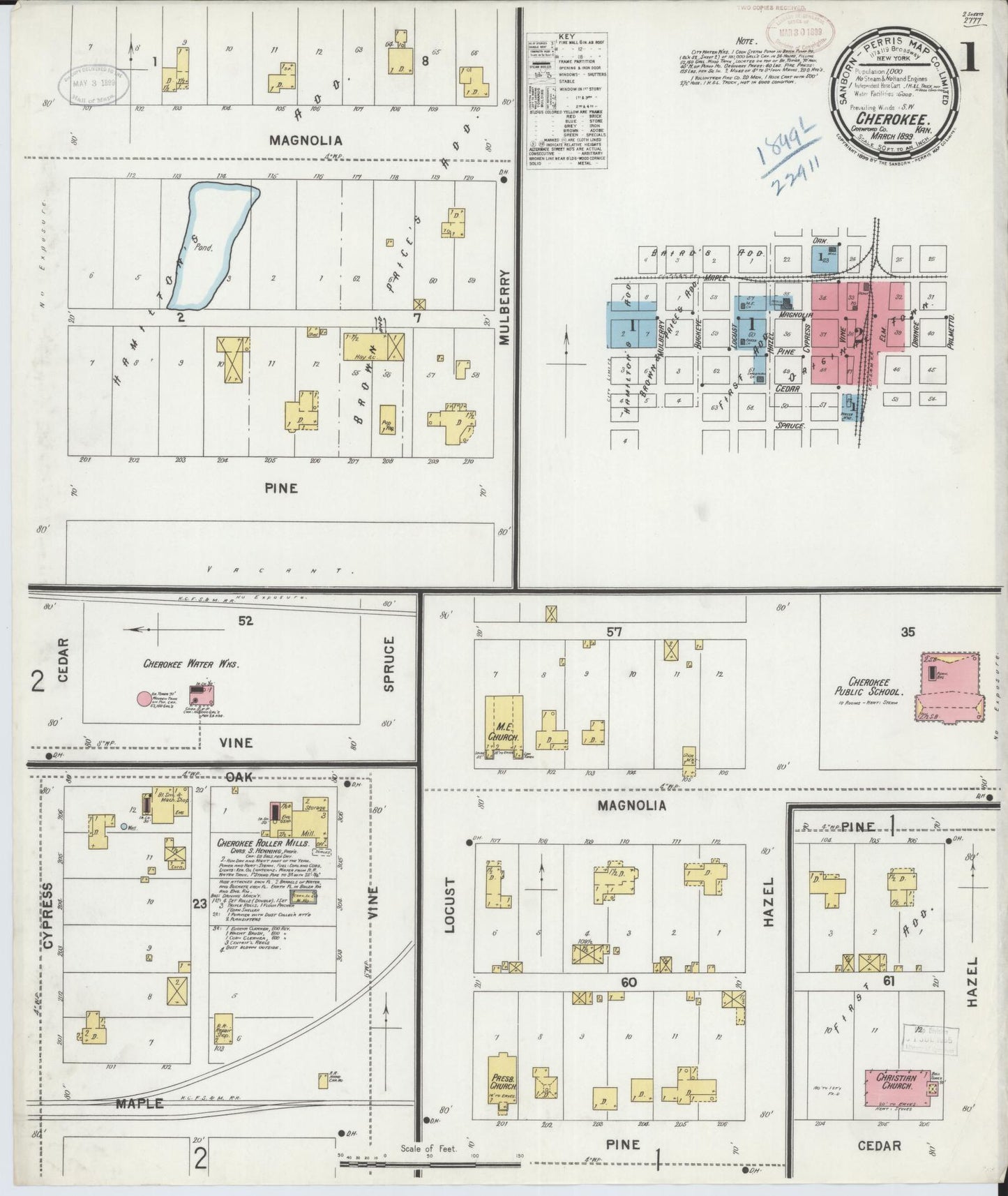 Sanborn Fire Insurance Map from Cherokee, Crawford County, Kansas. (1899) – Historic Sanborn Fire Insurance Map Print