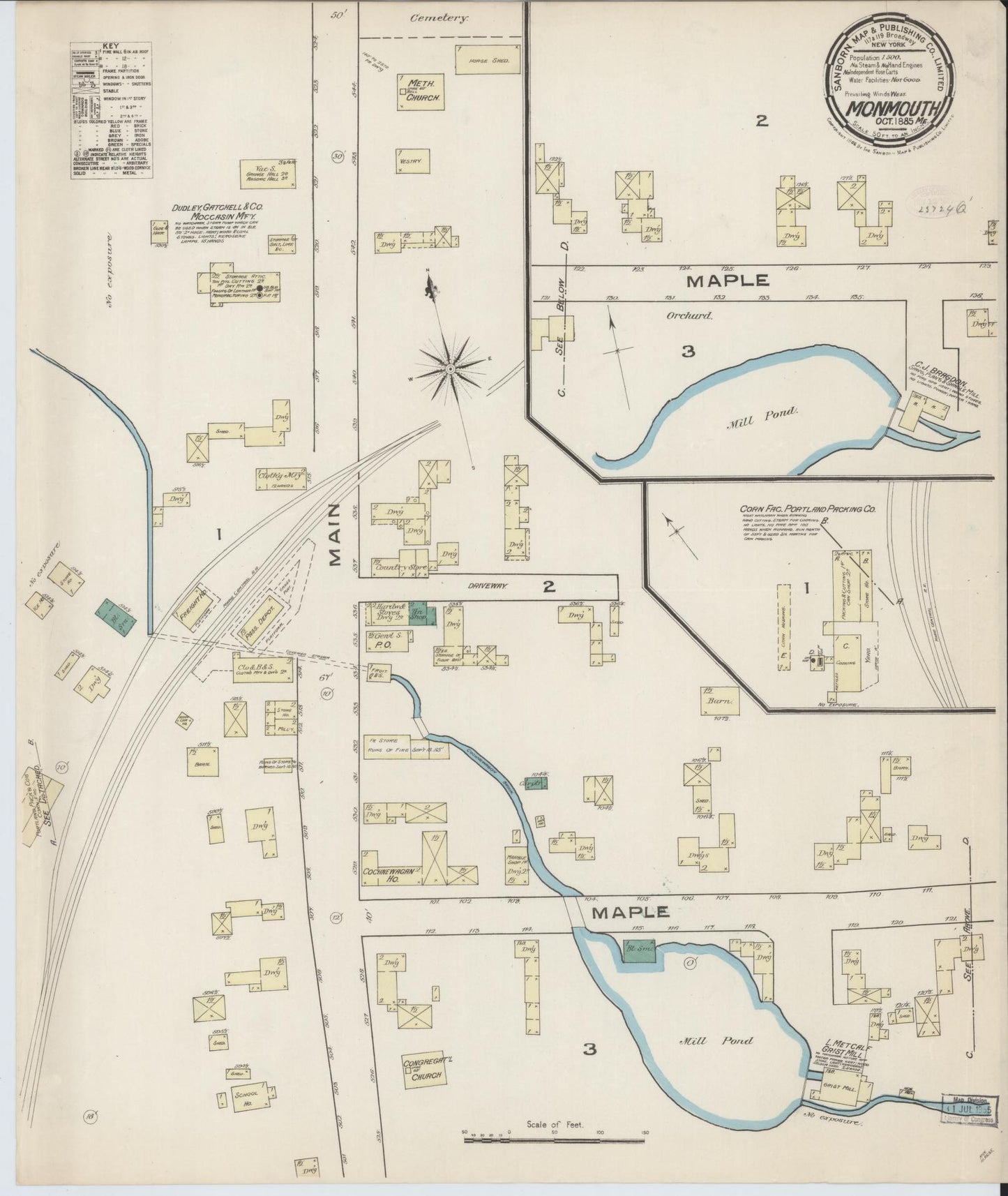Sanborn Fire Insurance Map from Monmouth, Kennebec County, Maine. (1885) – Historic Sanborn Fire Insurance Map Print
