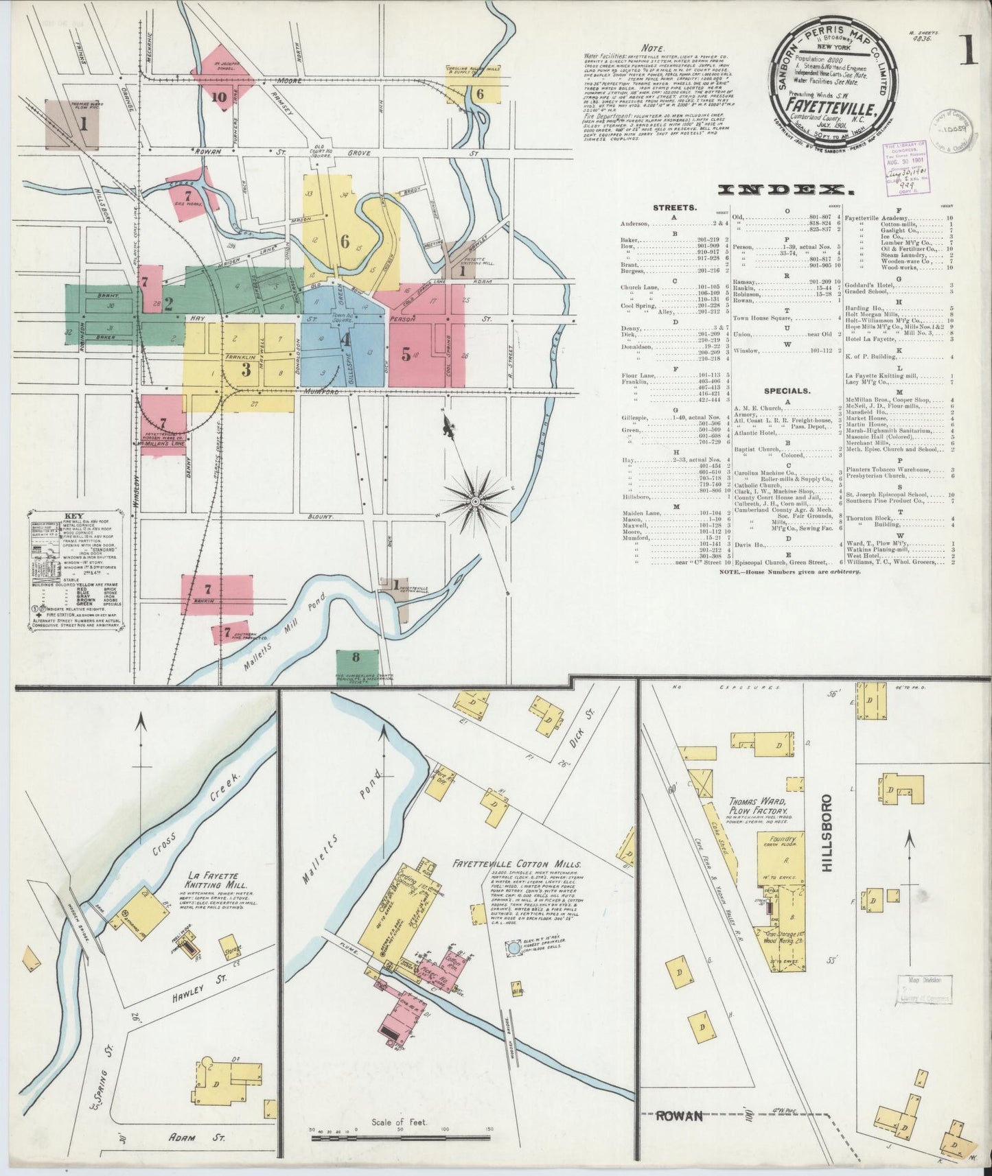 Sanborn Fire Insurance Map from Fayetteville, Cumberland County, North Carolina. (1901) – Historic Sanborn Fire Insurance Map Print