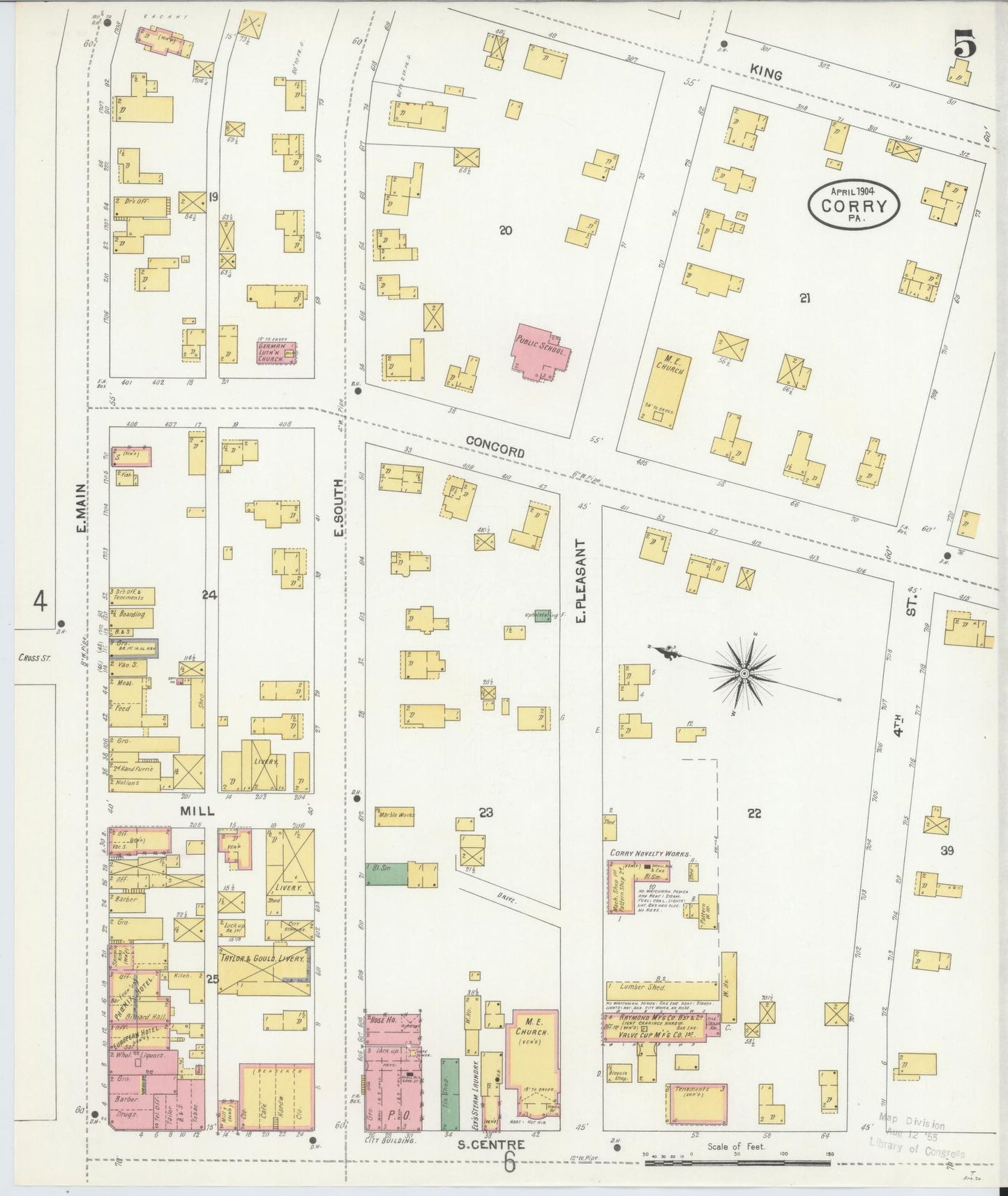 Sanborn Fire Insurance Map from Corry, Erie County, Pennsylvania (1904), Sheet #0005 - Historic Sanborn Fire Insurance Map Print, vintage old map wall art, antique decor, genealogy gift, Pennsylvania Pennsylvania map