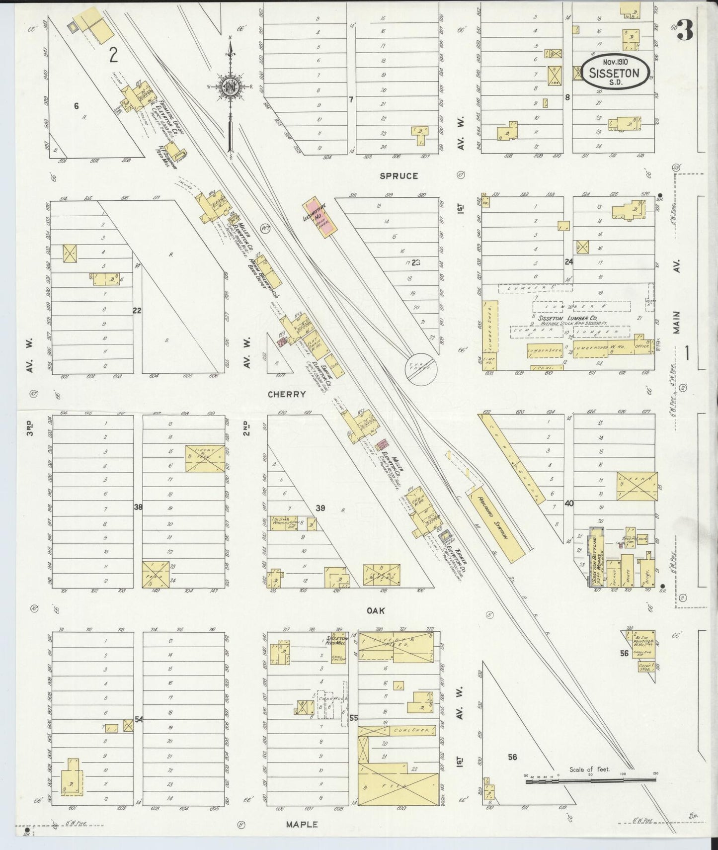 Sanborn Fire Insurance Map from Sisseton, Roberts County, South Dakota (1910), Sheet #0003 - Historic Sanborn Fire Insurance Map Print, vintage old map wall art, antique decor, genealogy gift, South Dakota South Dakota map