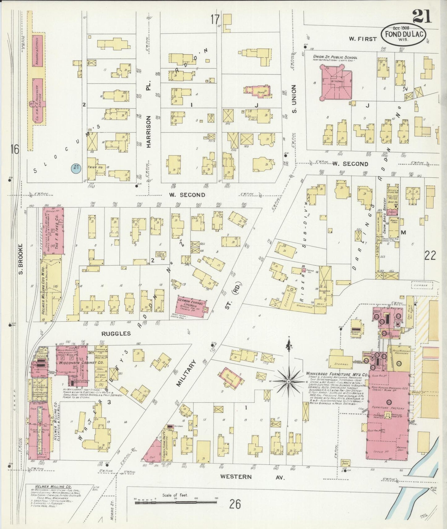 Sanborn Fire Insurance Map from Fond du Lac, Fond du Lac County, Wisconsin (1908), Sheet #0021 - Historic Sanborn Fire Insurance Map Print, vintage old map wall art, antique decor, genealogy gift, Wisconsin Wisconsin map