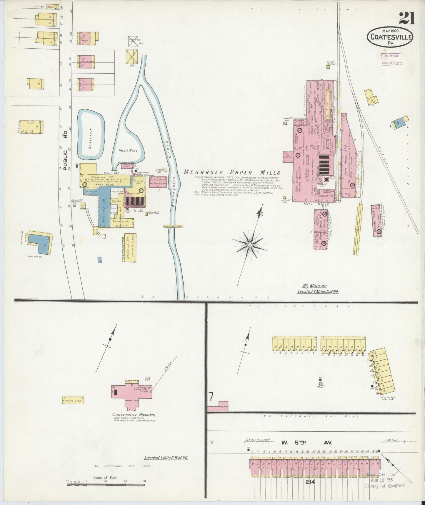 Sanborn Fire Insurance Map from Coatesville, Chester County, Pennsylvania (1909), Sheet #0021 - Historic Sanborn Fire Insurance Map Print, vintage old map wall art, antique decor, genealogy gift, Pennsylvania Pennsylvania map
