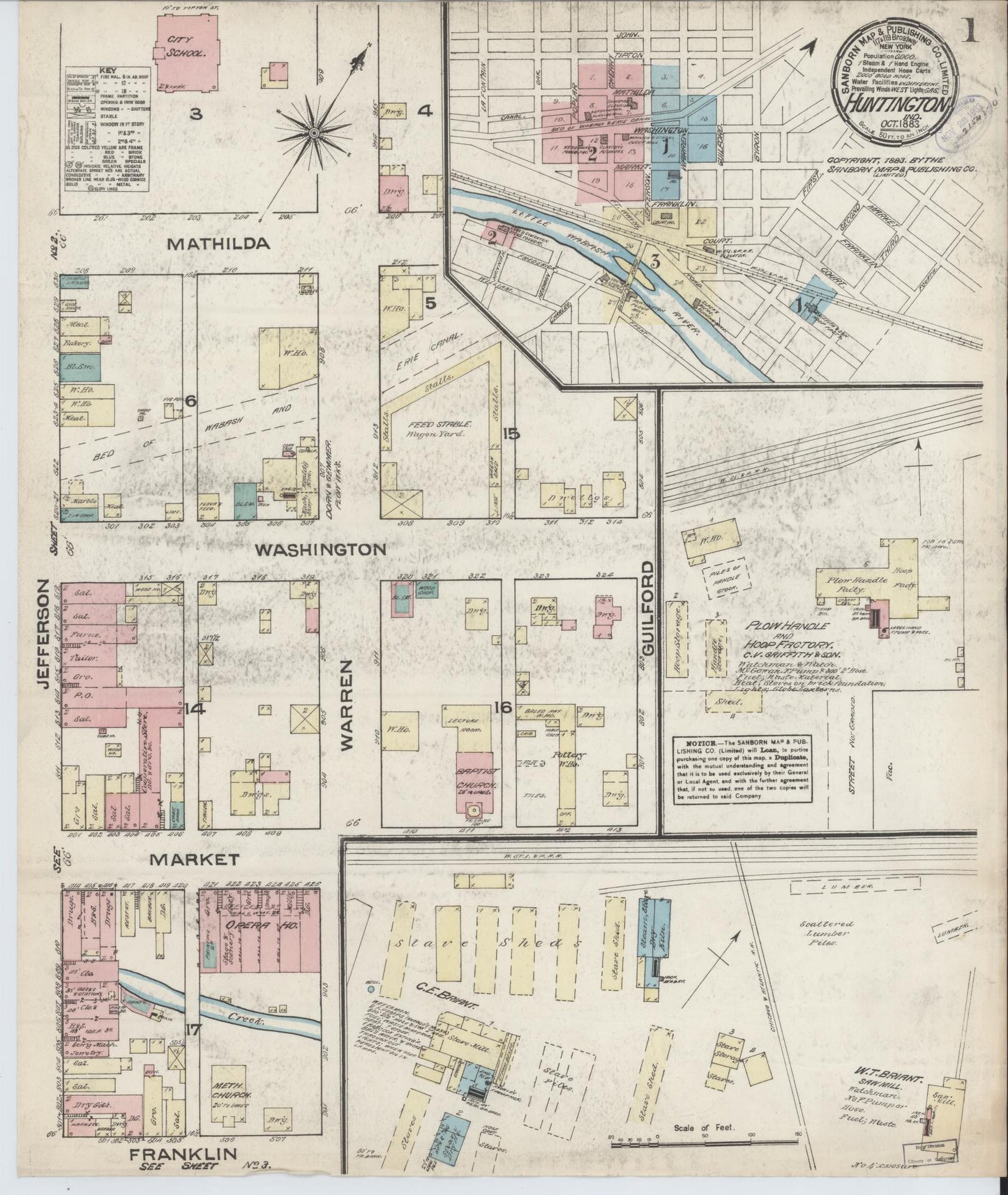 Sanborn Fire Insurance Map from Huntington, Huntington County, Indiana. (1883) – Historic Sanborn Fire Insurance Map Print