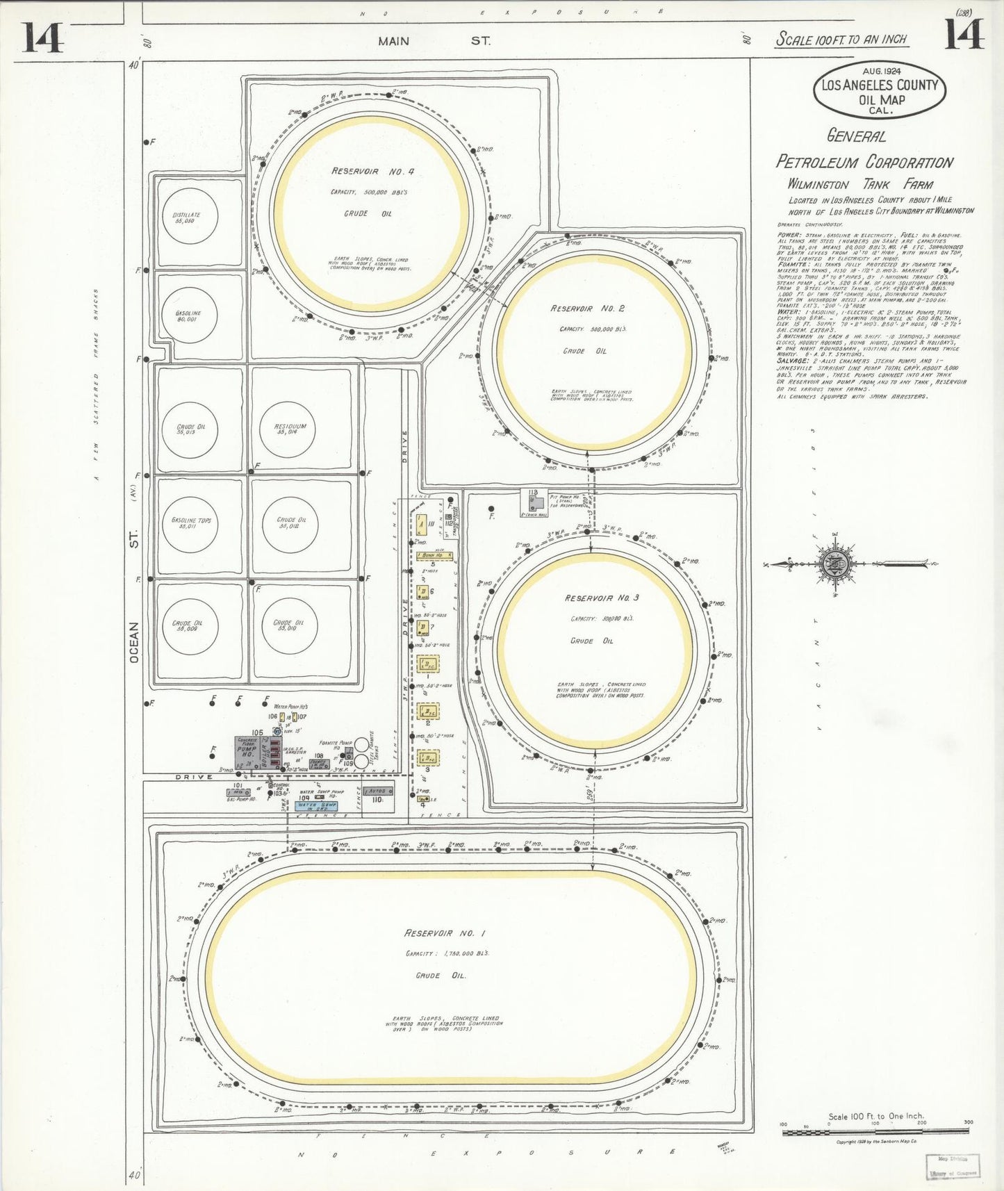 Sanborn Fire Insurance Map from Los Angeles Co., Los Angeles County, California (1924), Sheet #0014 - Historic Sanborn Fire Insurance Map Print, vintage old map wall art, antique decor, genealogy gift, California California map