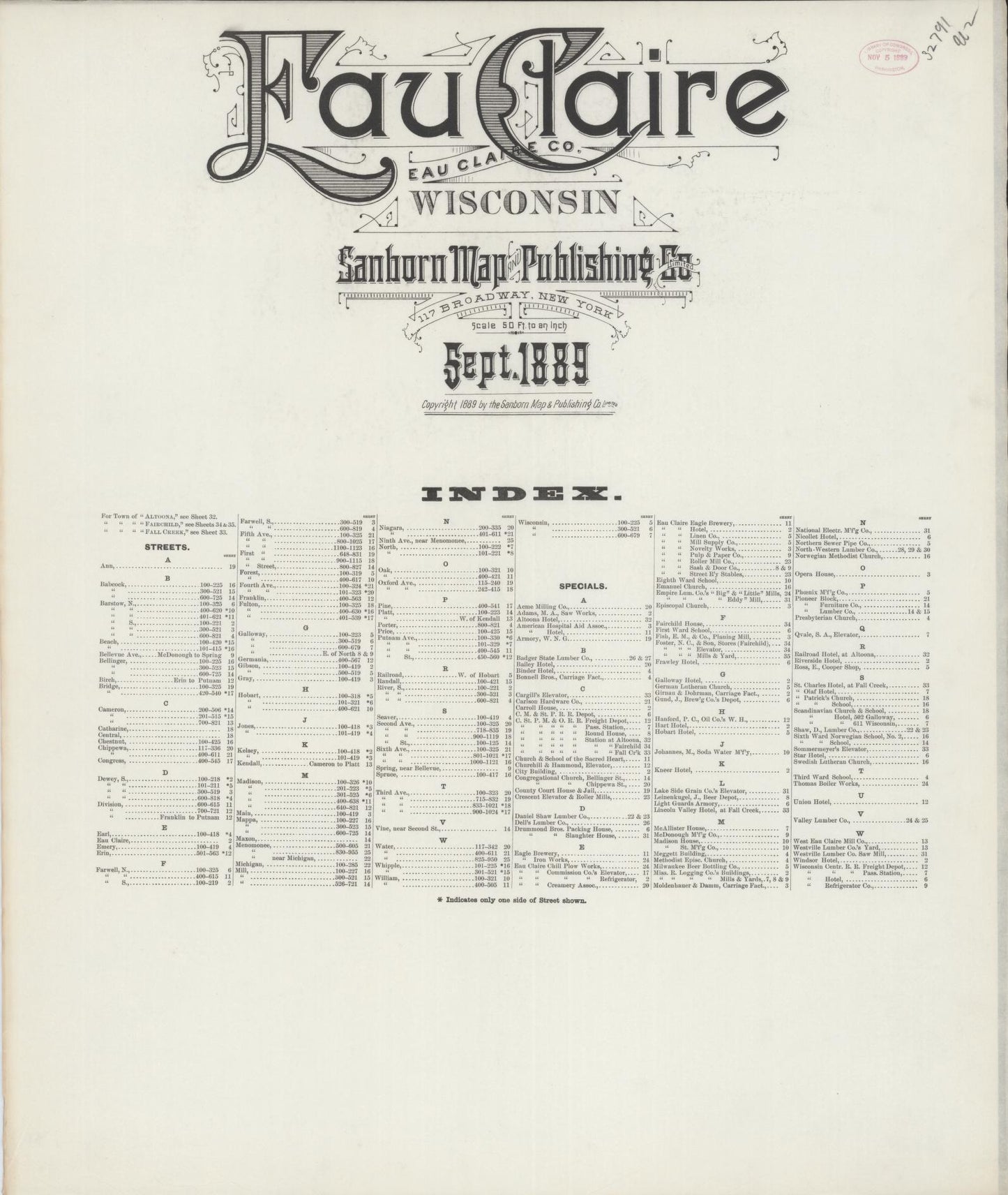 Eau Claire, Eau Claire County, Wisconsin (1889) – Sanborn Fire Insurance Map – Map View